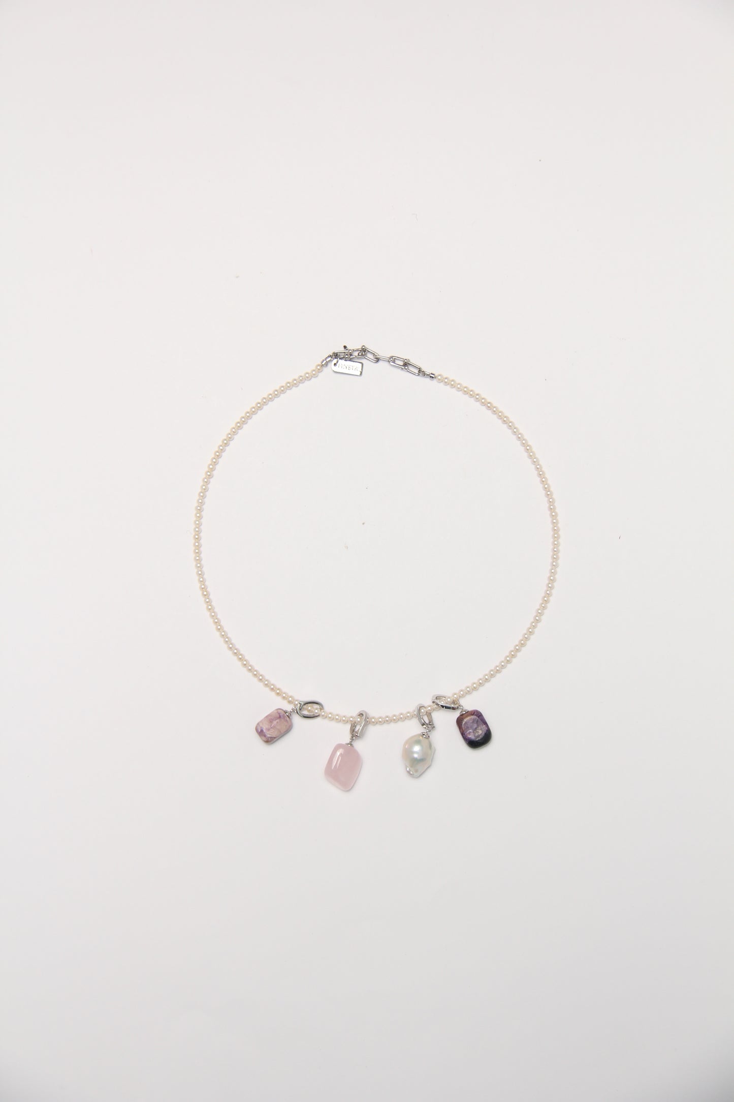 Charms: charoite, morganite, pearls