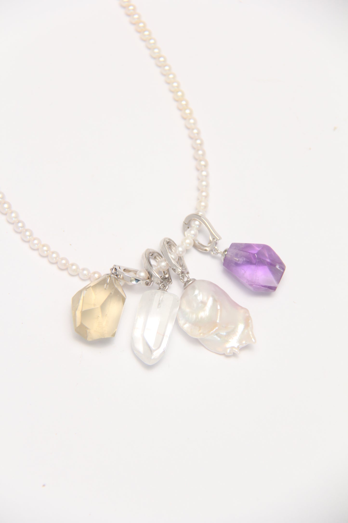 Charms: citrine, quartz , pearls, amethyst