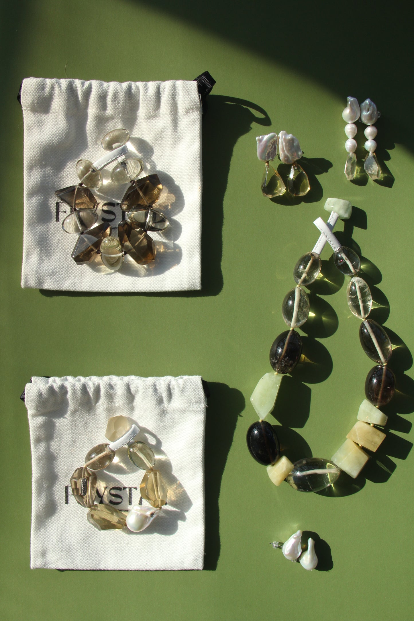 Bracelet: smoky quartz, citrine