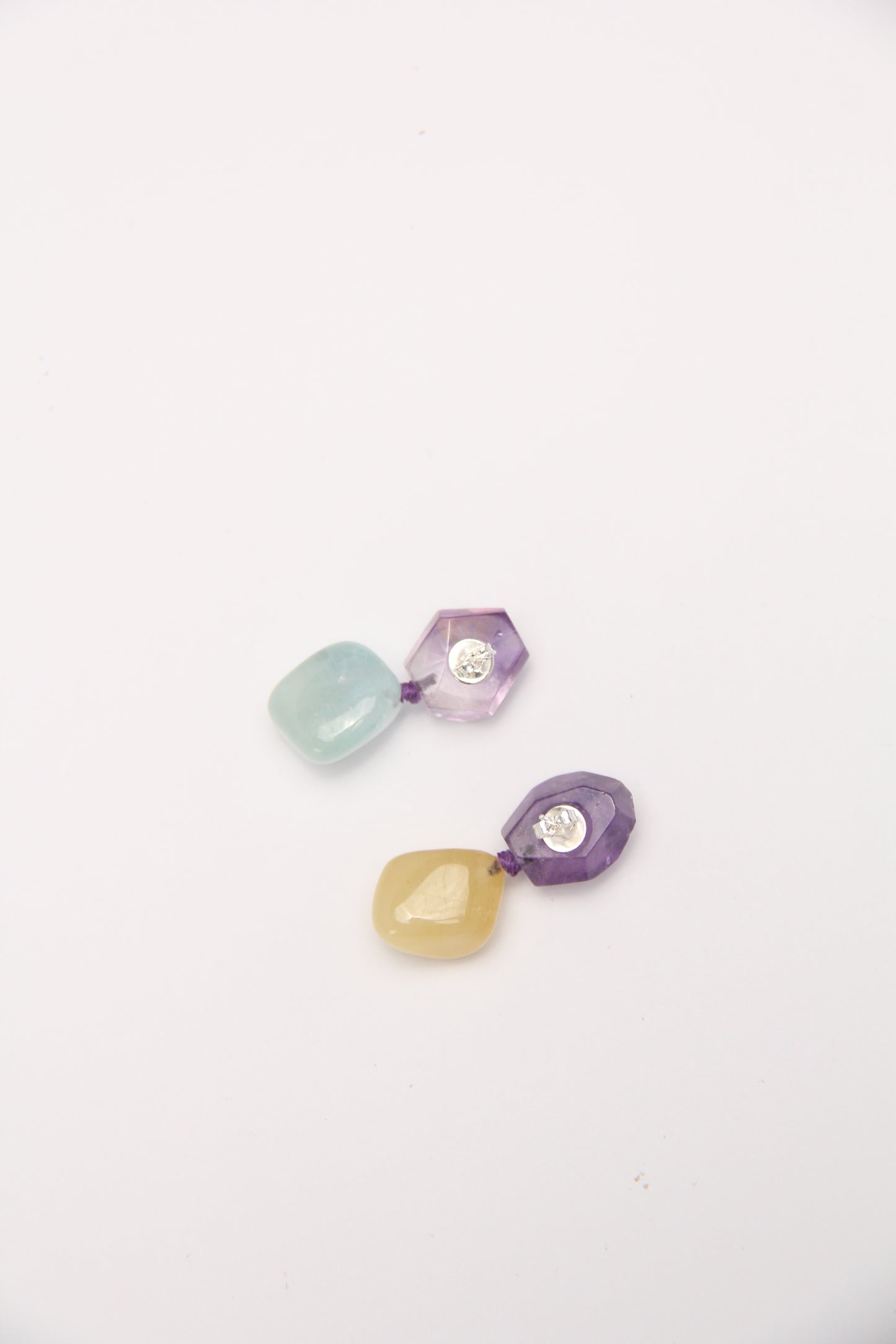 Earrings: amethyst, morganite