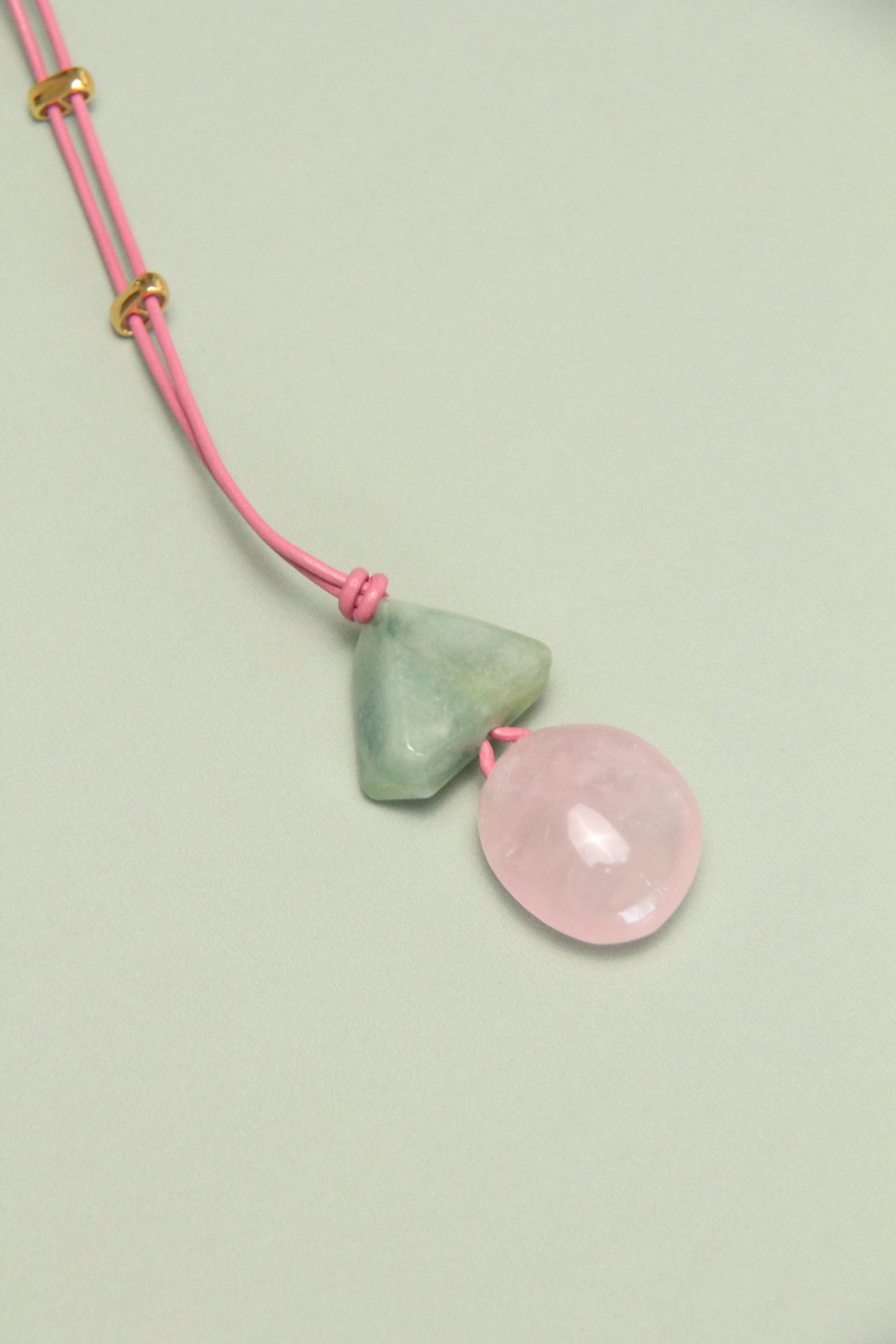 Pendant: morgnite, rose quartz