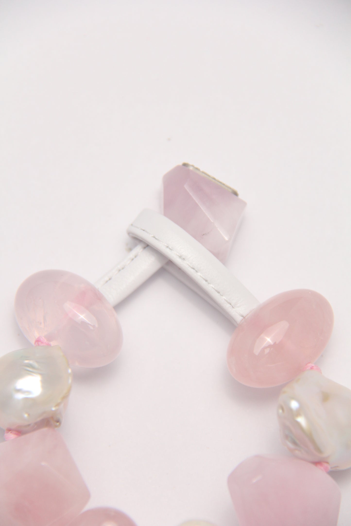 Bracelet: rose quartz, morganite, pearls