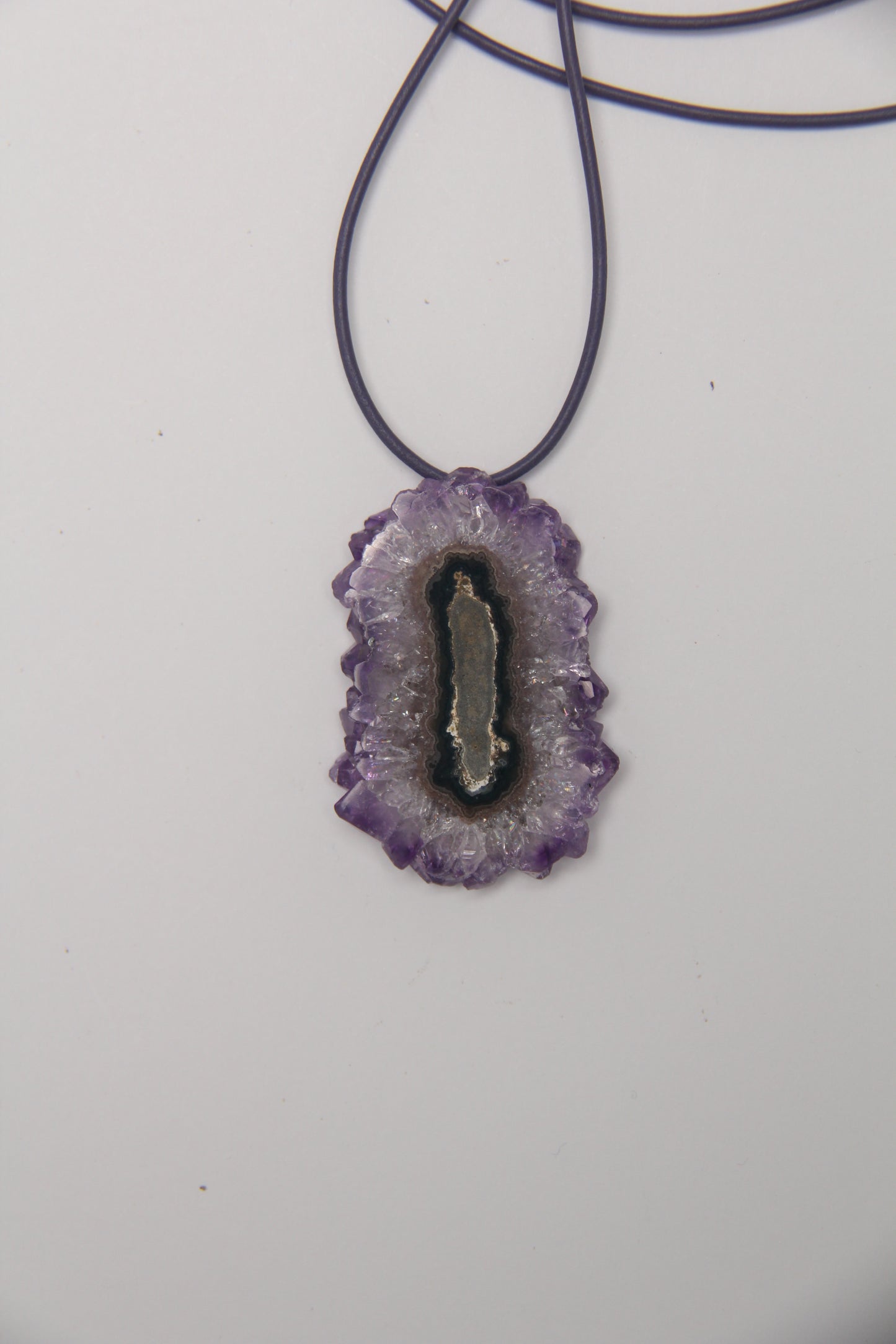 Pendant: Amethyst Stalactite Flower Flat Slice