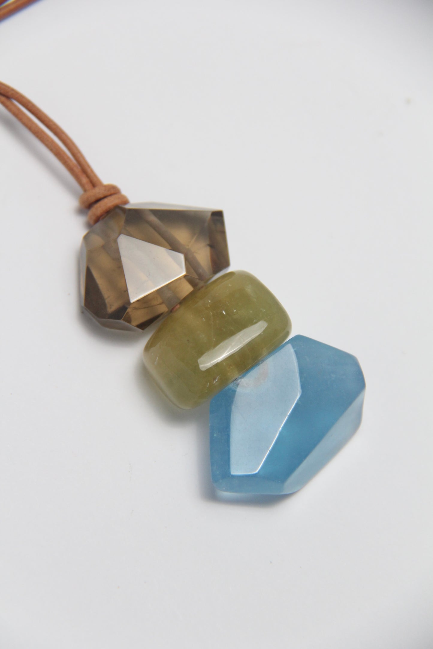 Pendant: smoky quartz, morganite, aquamarine