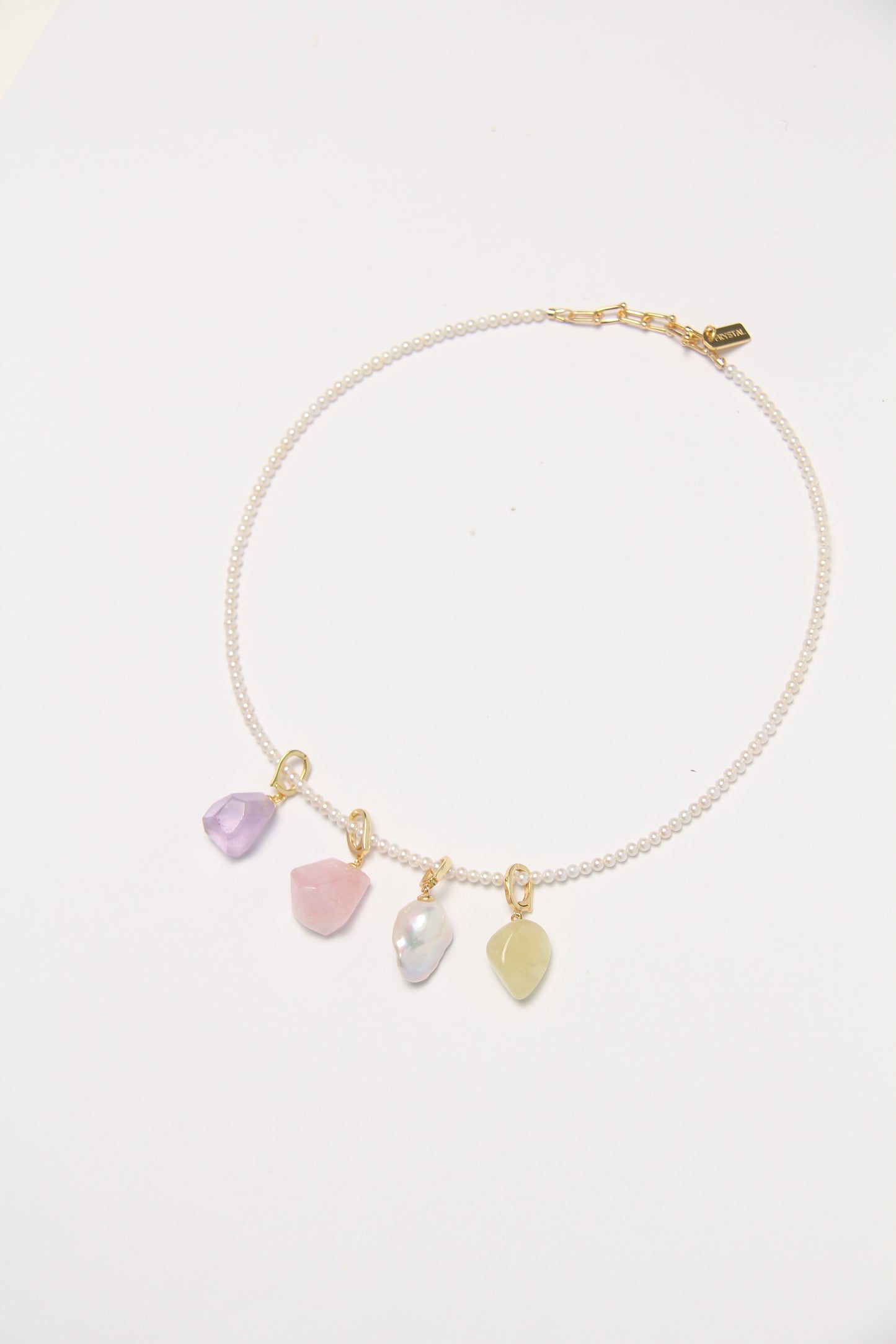 Charms: amethyst, morganite, pearls