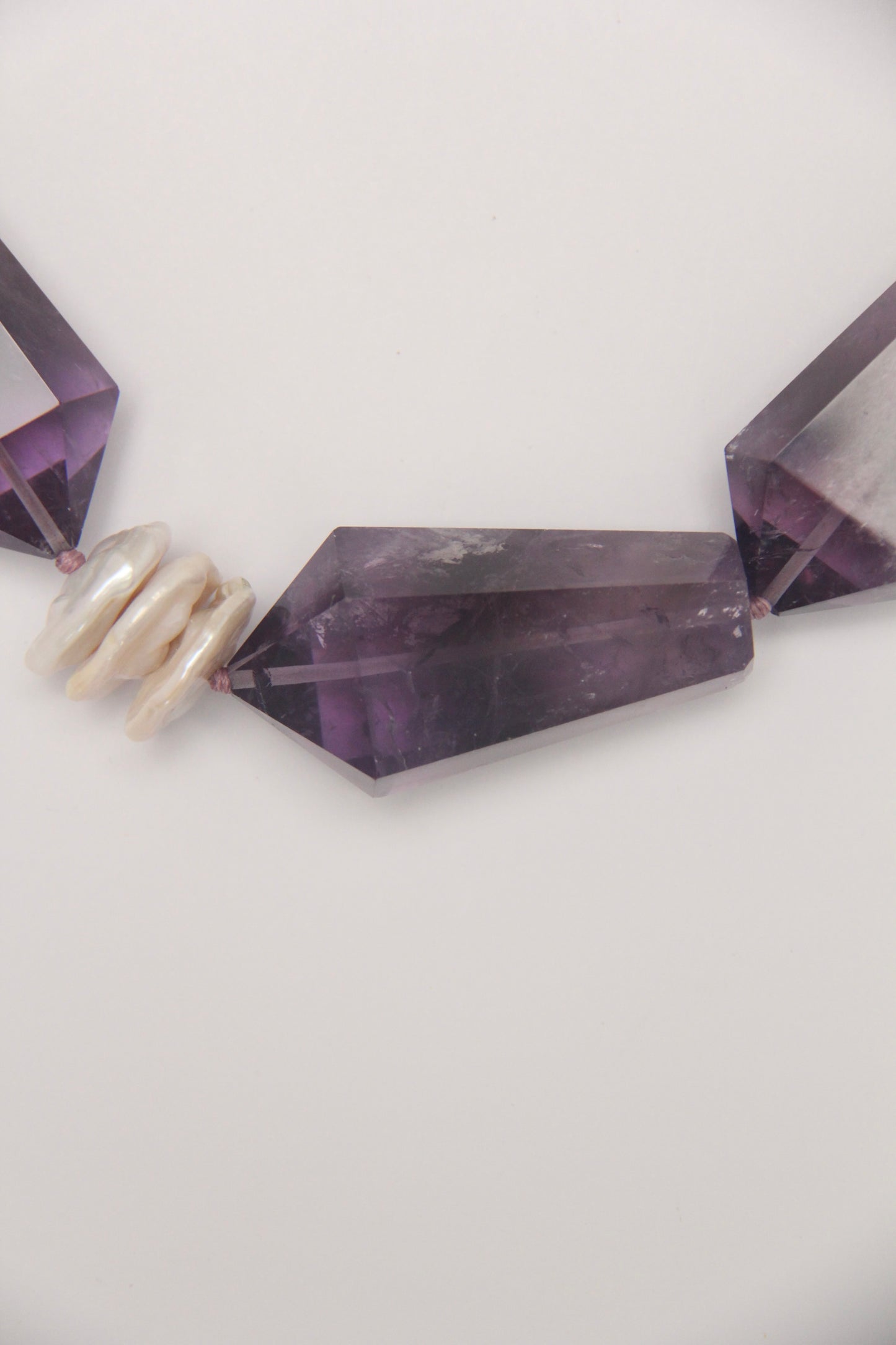 Necklace: amethyst, pearls