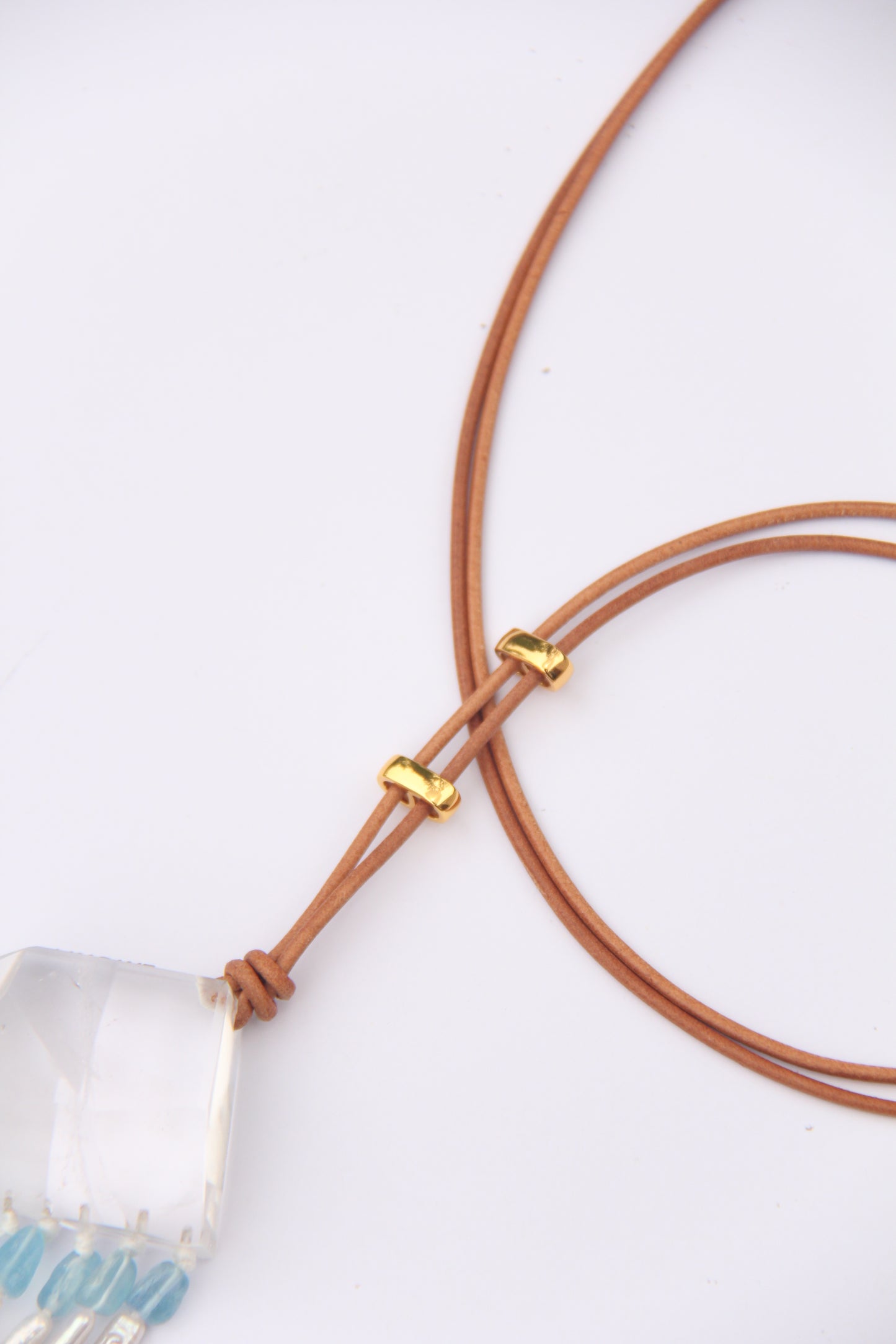 Pendant: quartz, aquamarine, pearls