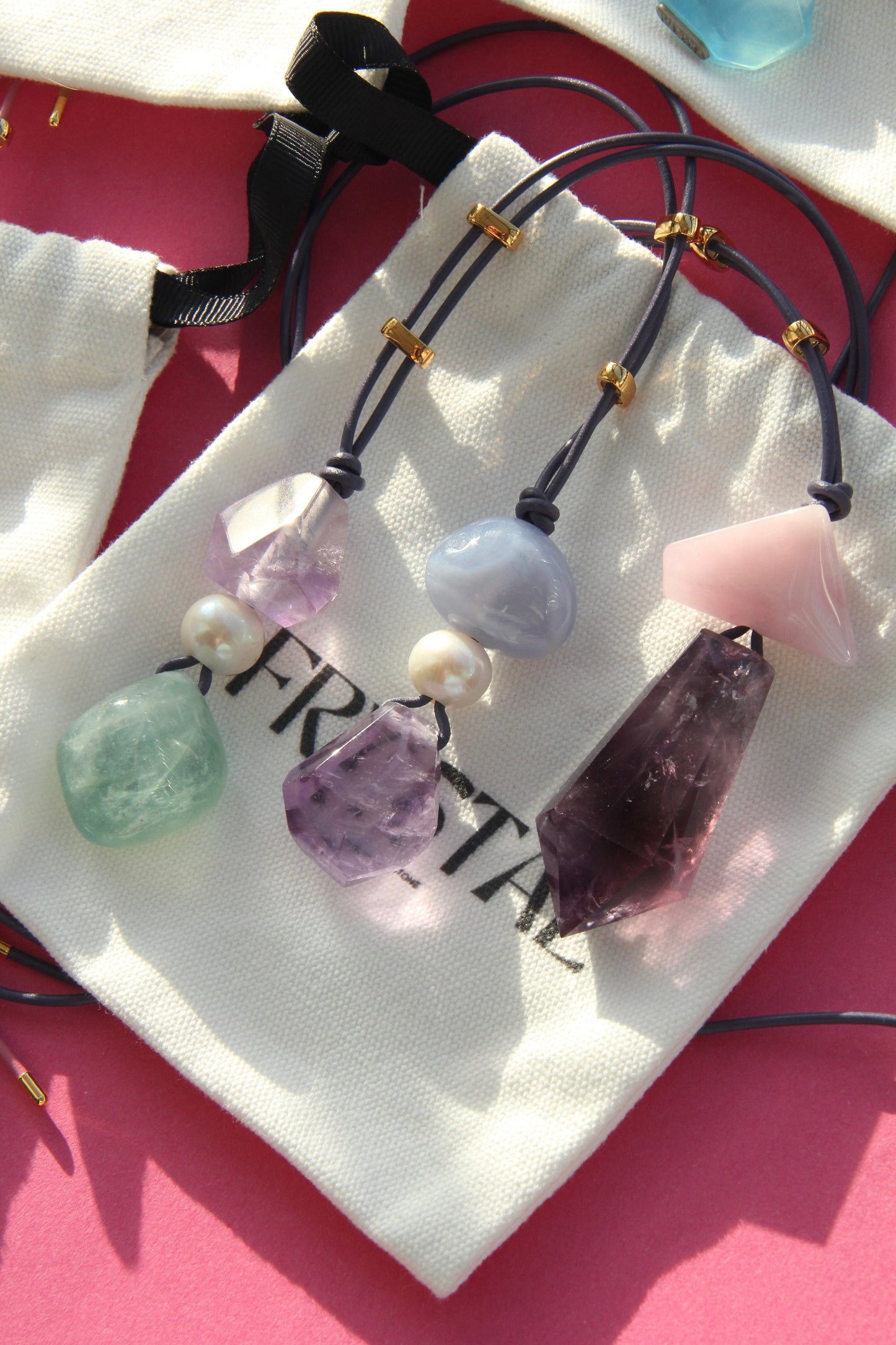 Pendant: amethyst, pearl, morganite