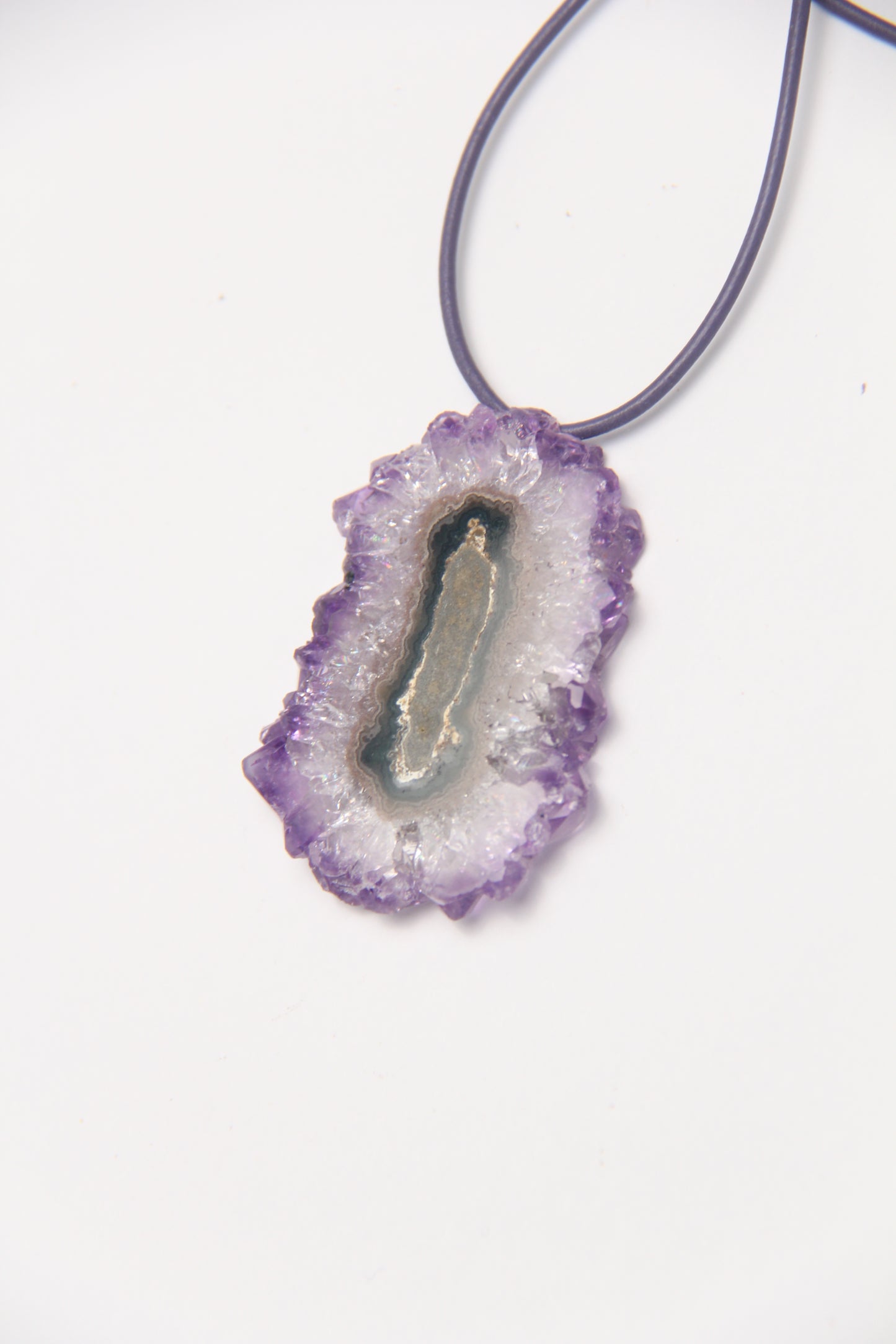 Pendant: Amethyst Stalactite Flower Flat Slice