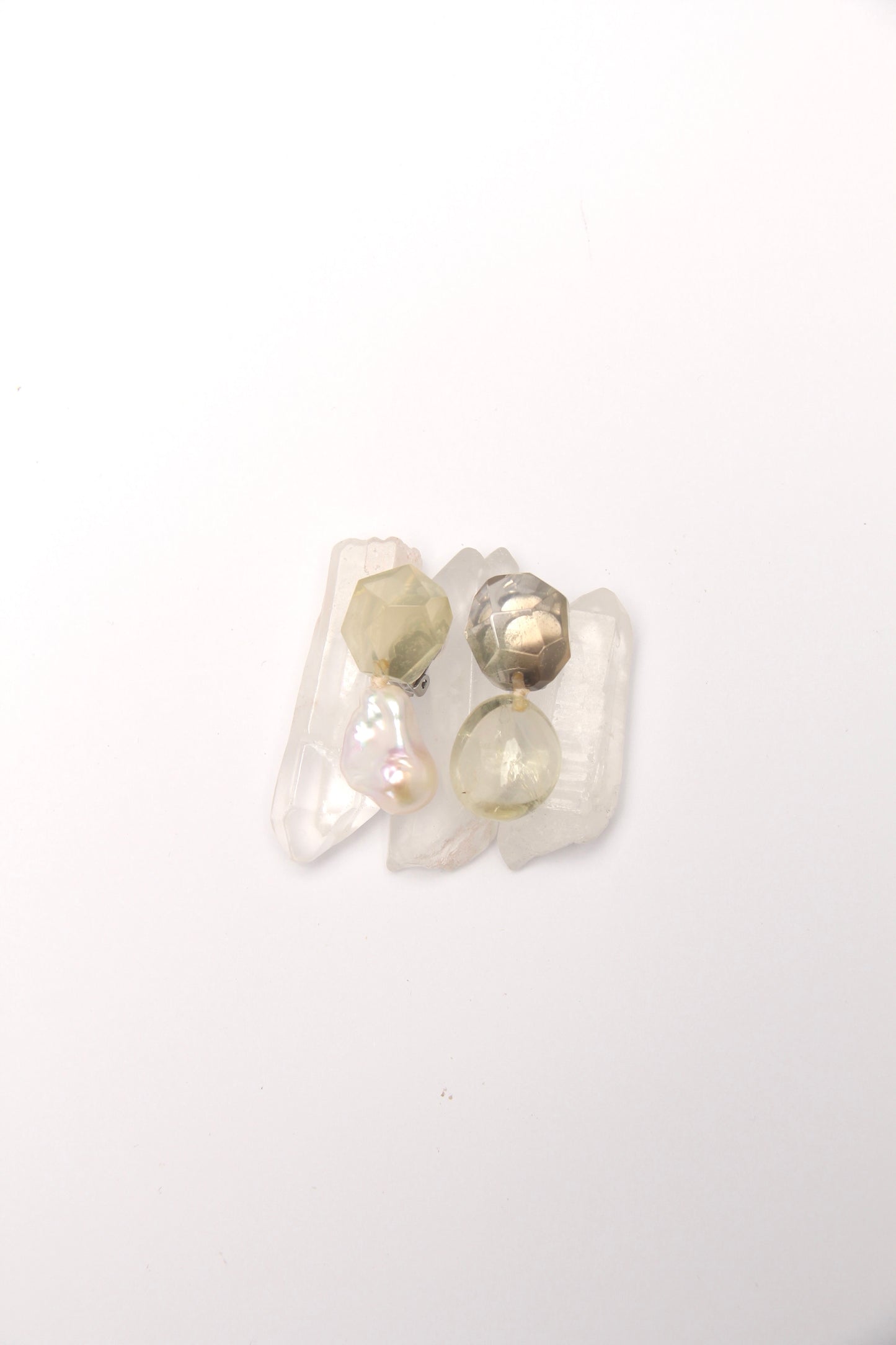 Earrings: citrine, pearls