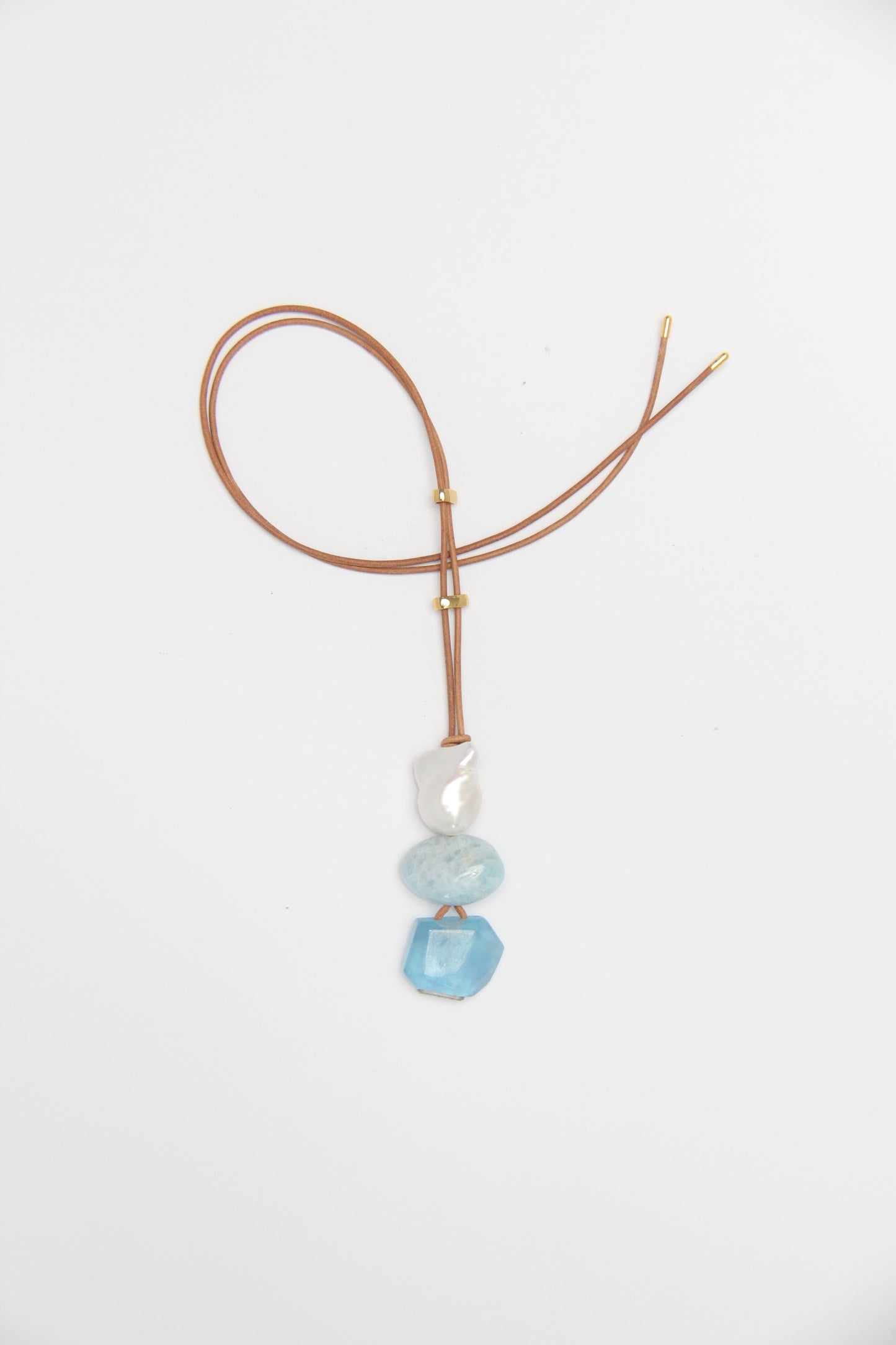 Pendant: pearl, morganite, aquamarine