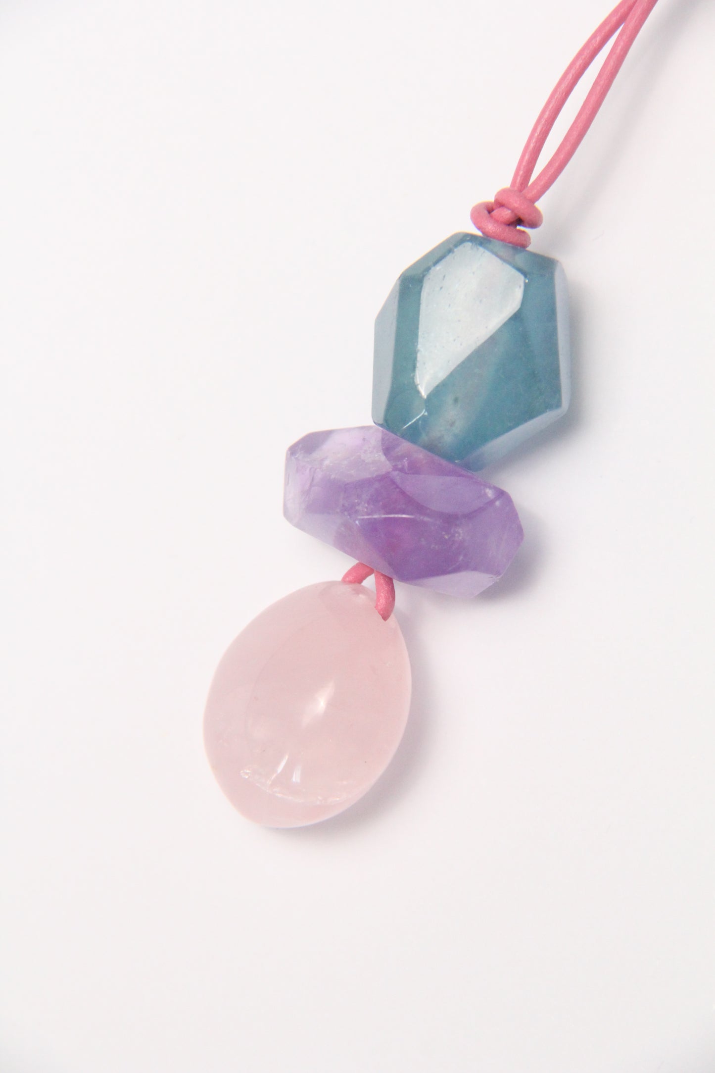Pendant: aquamarine, amethyst, rose quartz