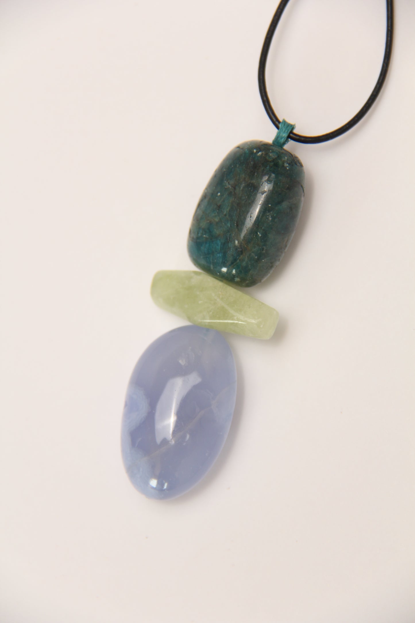 Pendant: blue apatite, blue lace agate, morganite