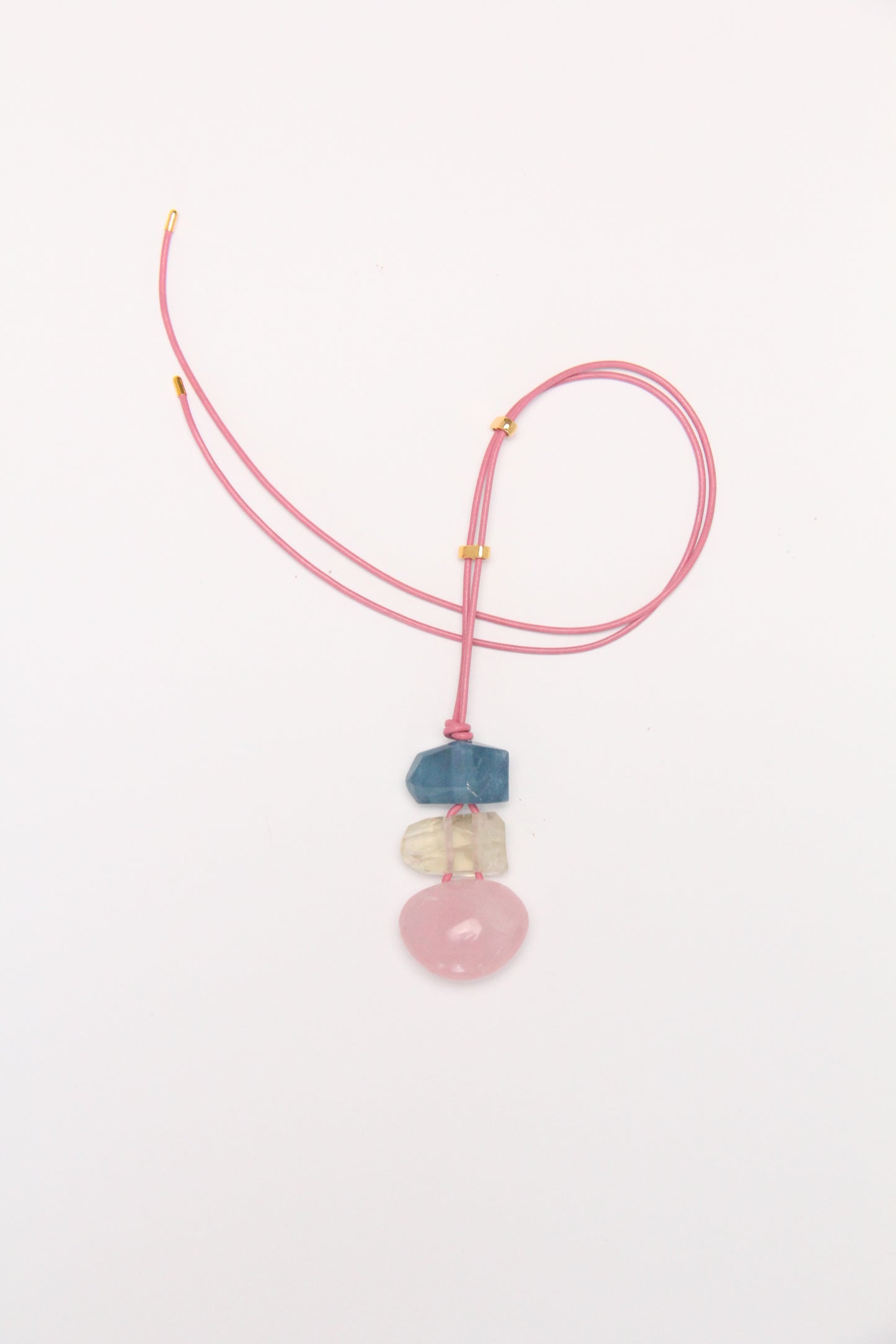 Pendant: aquamarine, citrine, rose quartz