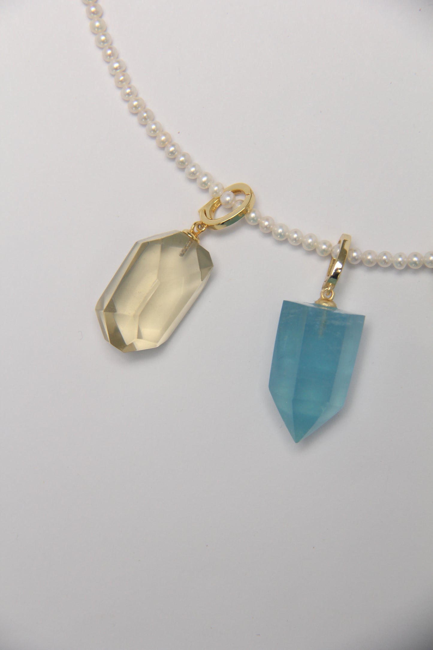 Charms: citrine, aquamarine, pearls, amethyst