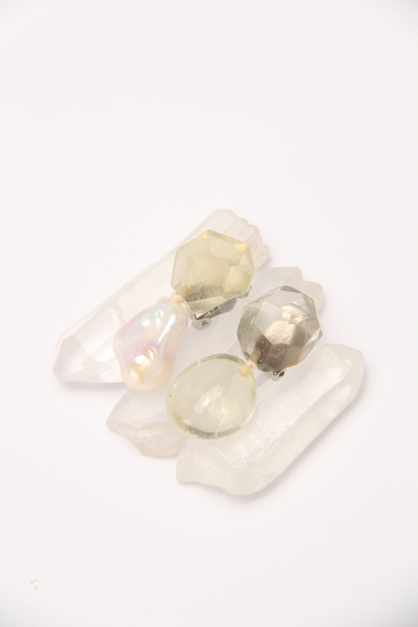 Earrings: citrine, pearls