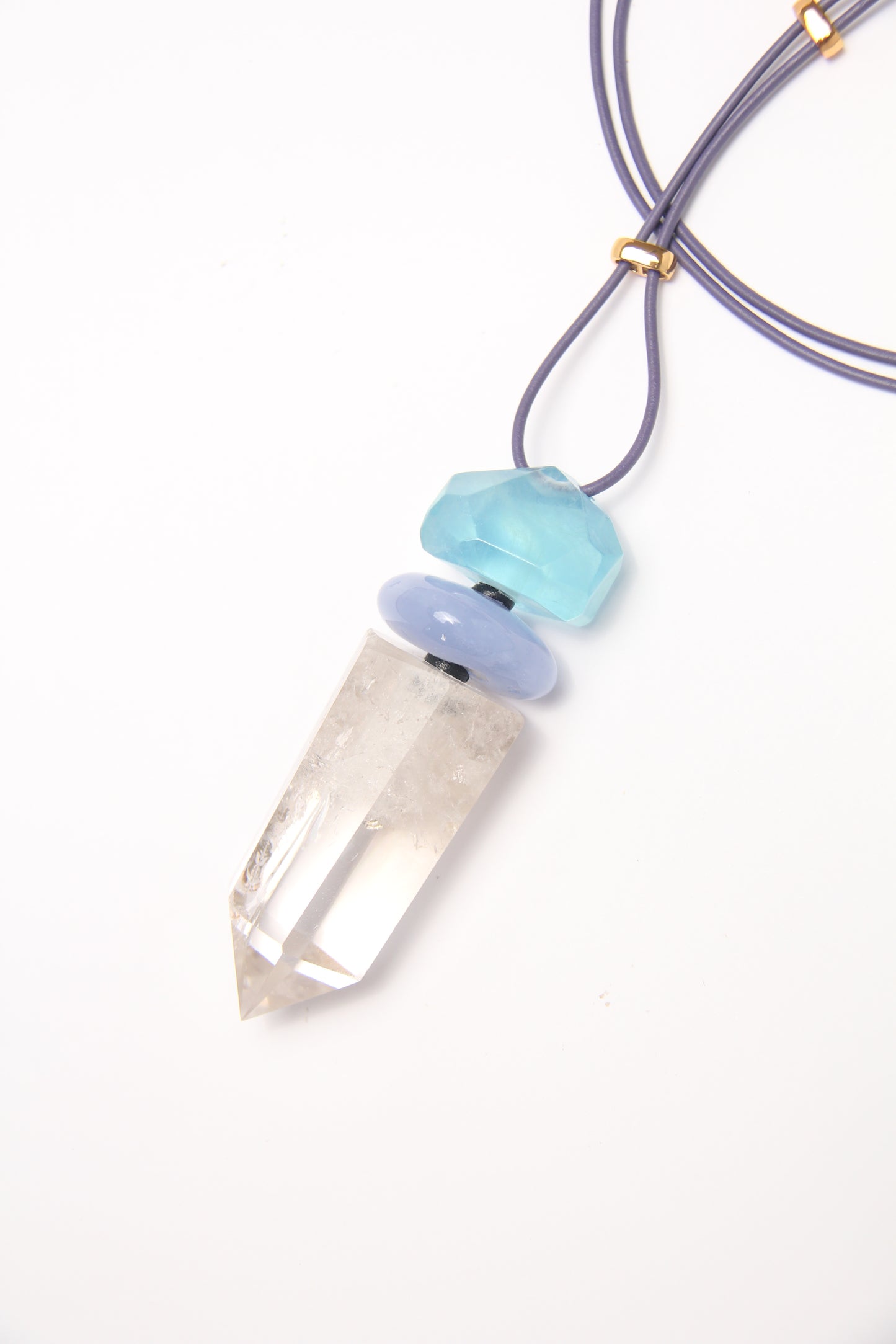 Pendant: aquamarine, blue lace agate, quartz