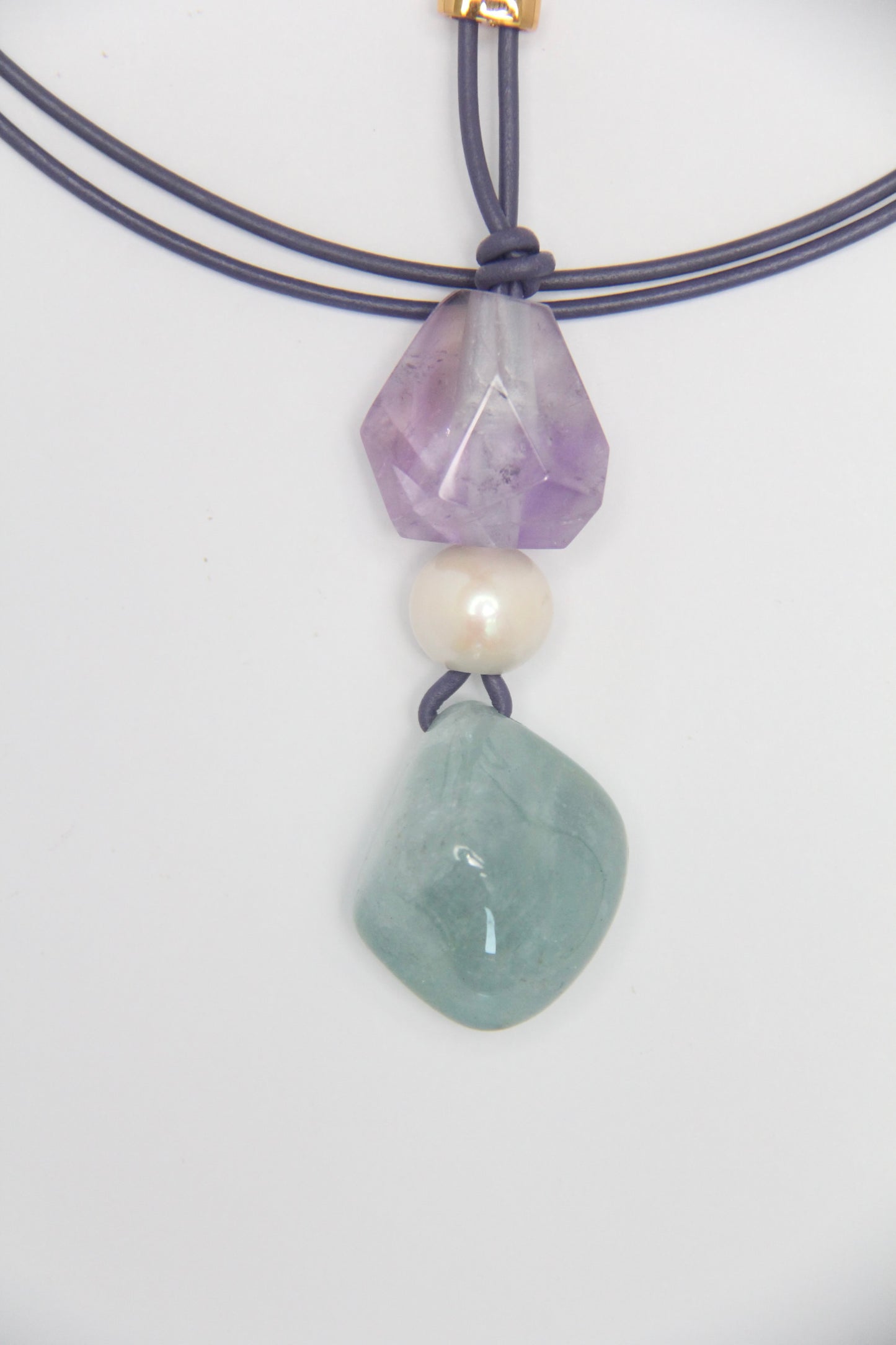Pendant: amethyst, pearl, morganite