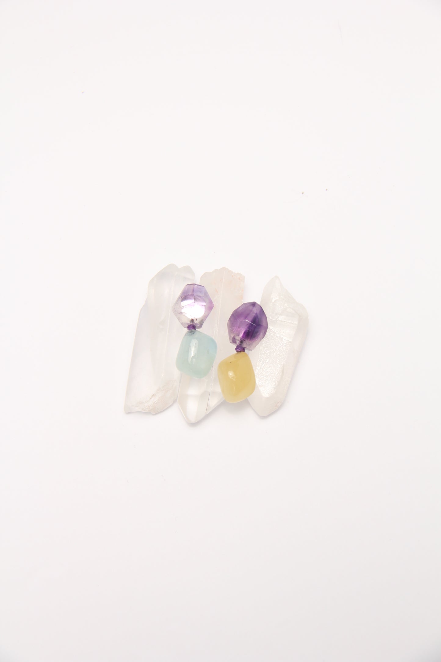 Earrings: amethyst, morganite