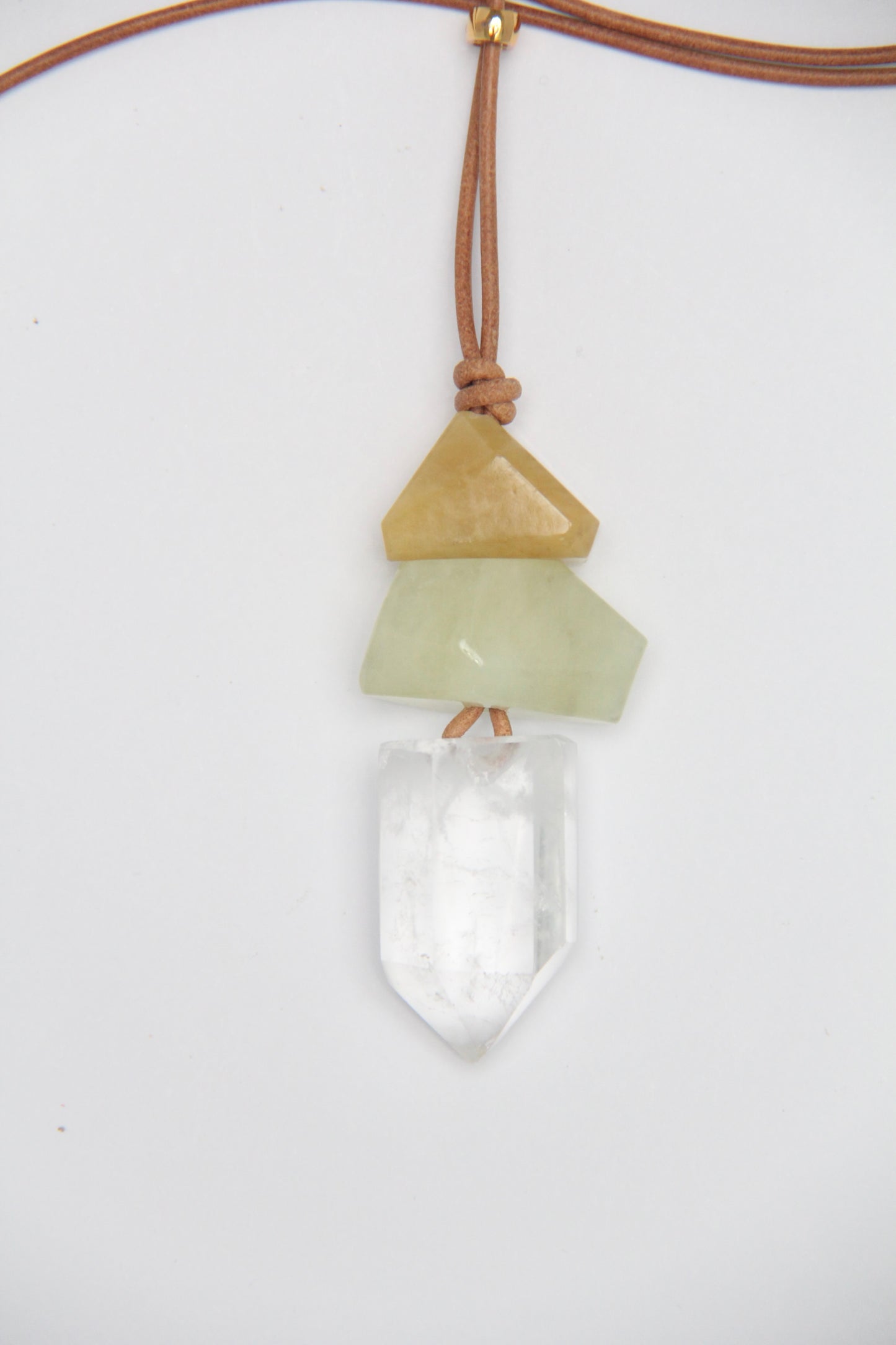 Pendant: morganite, quartz