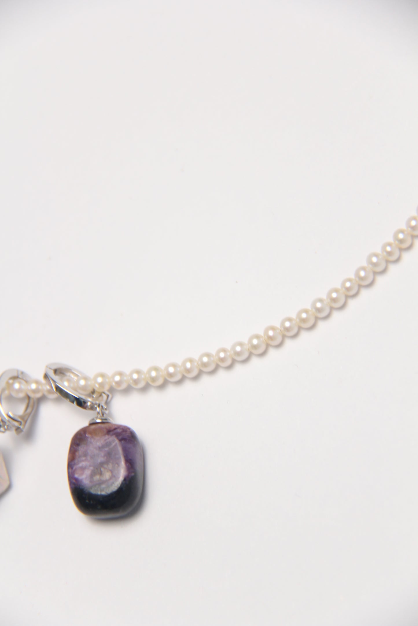 Charms: charoite, morganite, pearls