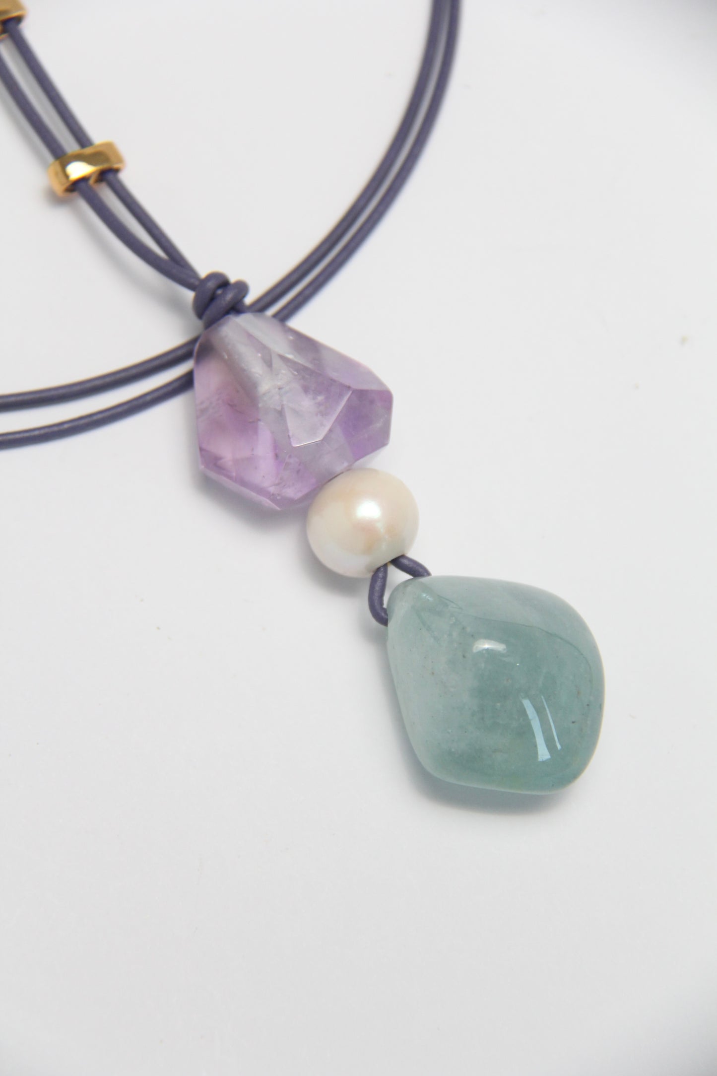 Pendant: amethyst, pearl, morganite