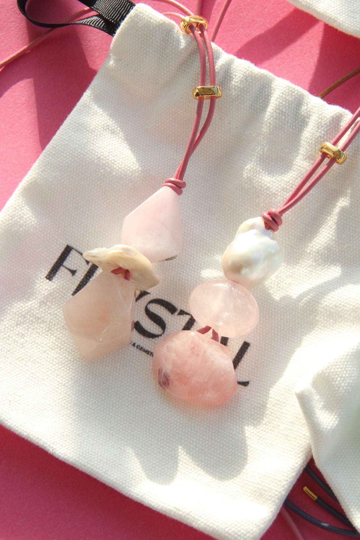 Pendant: morganite, pearl