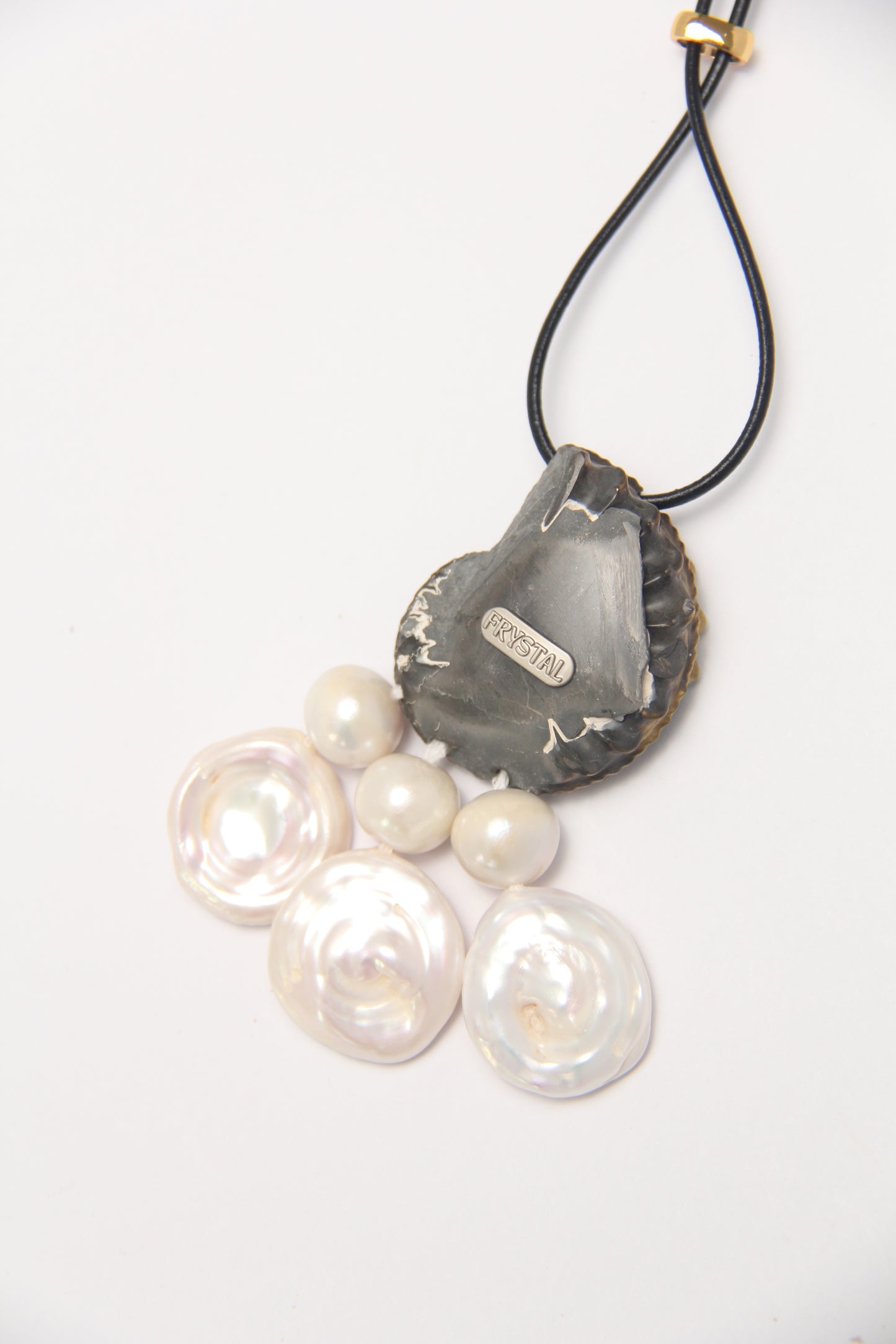 Pendant: Natural Genuine Pyrite Replaced Pleuroceras Ammonite from Germany, pearls