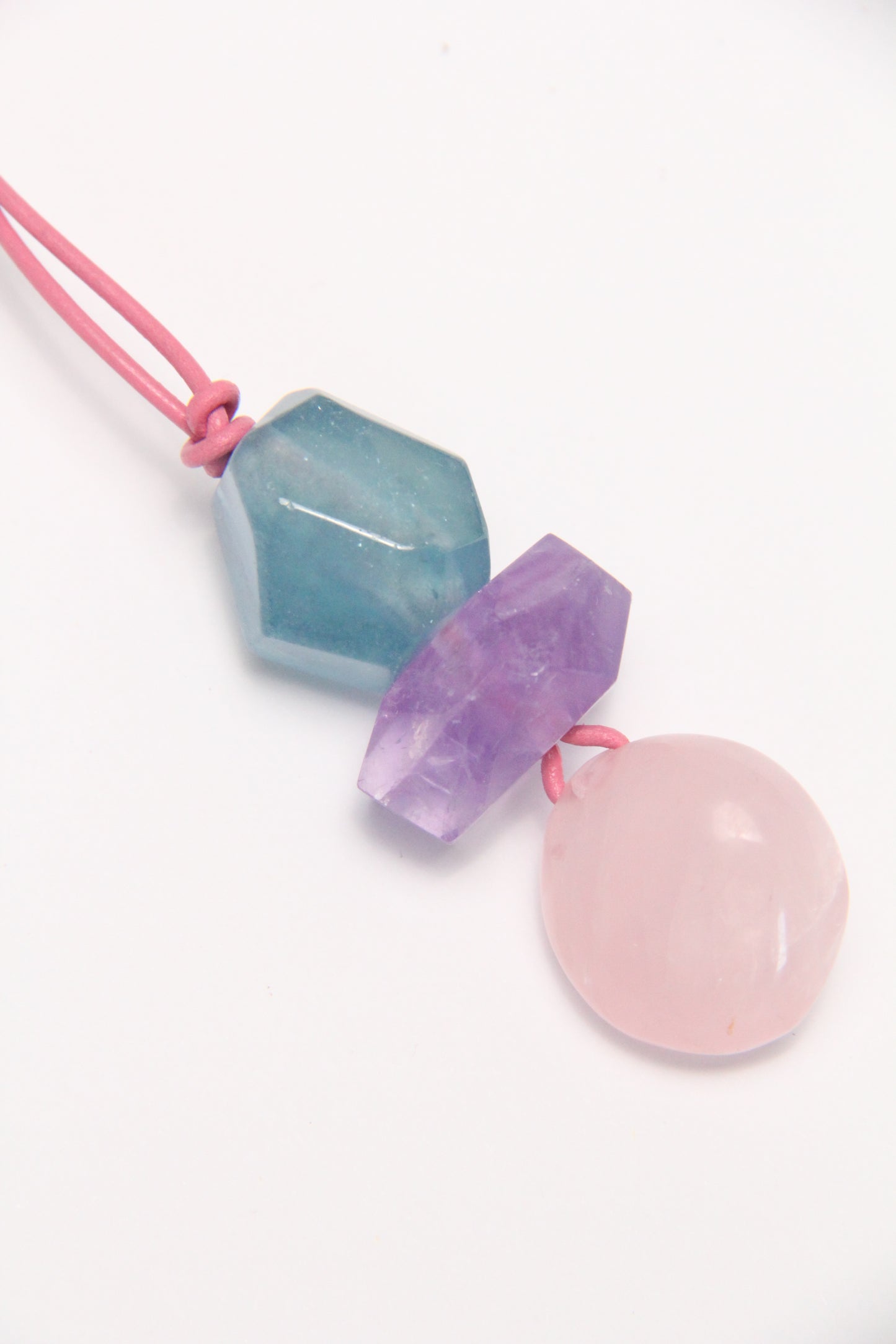 Pendant: aquamarine, amethyst, rose quartz