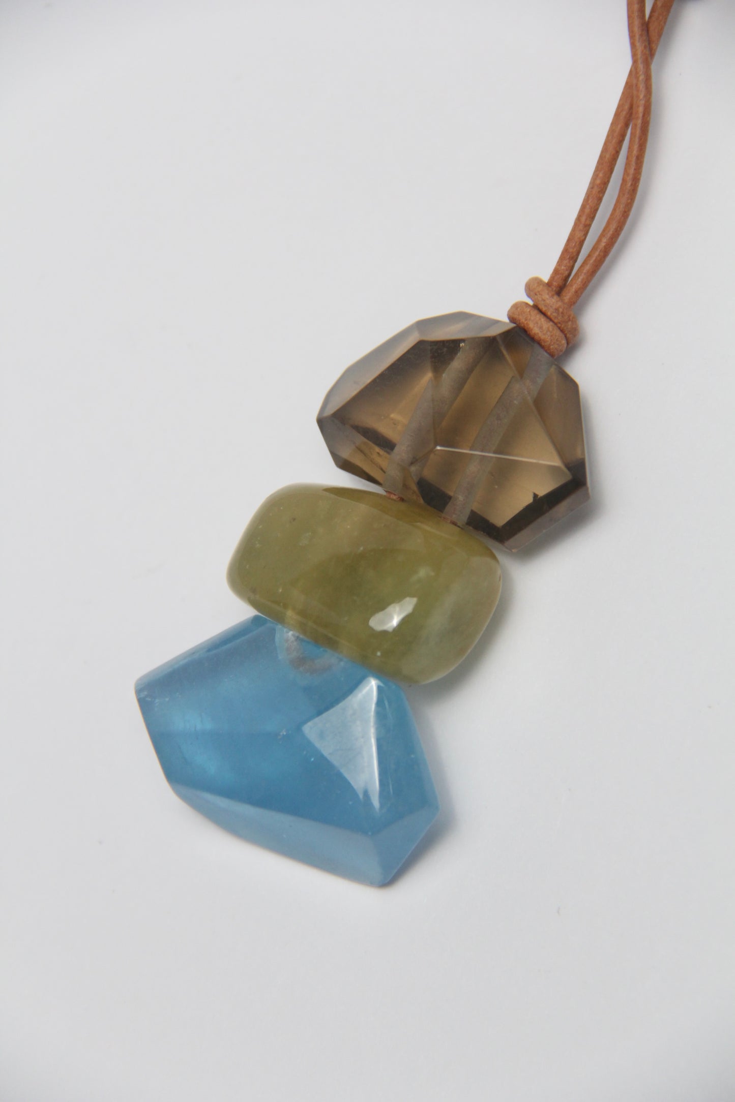 Pendant: smoky quartz, morganite, aquamarine