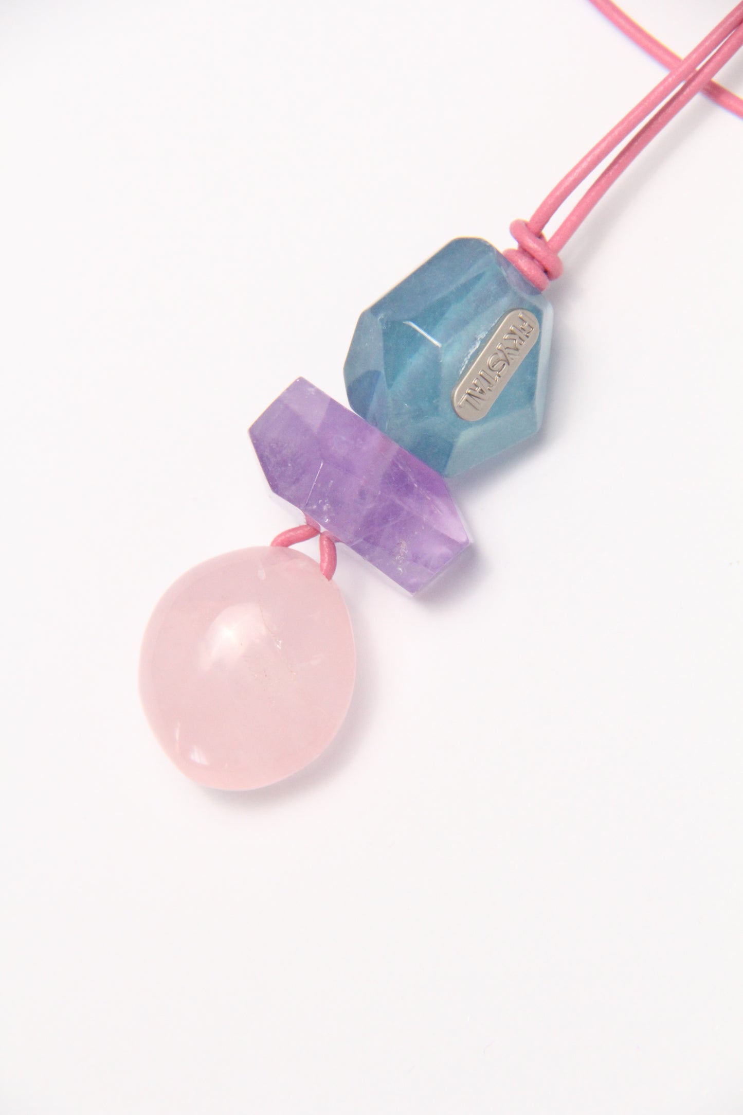 Pendant: aquamarine, amethyst, rose quartz