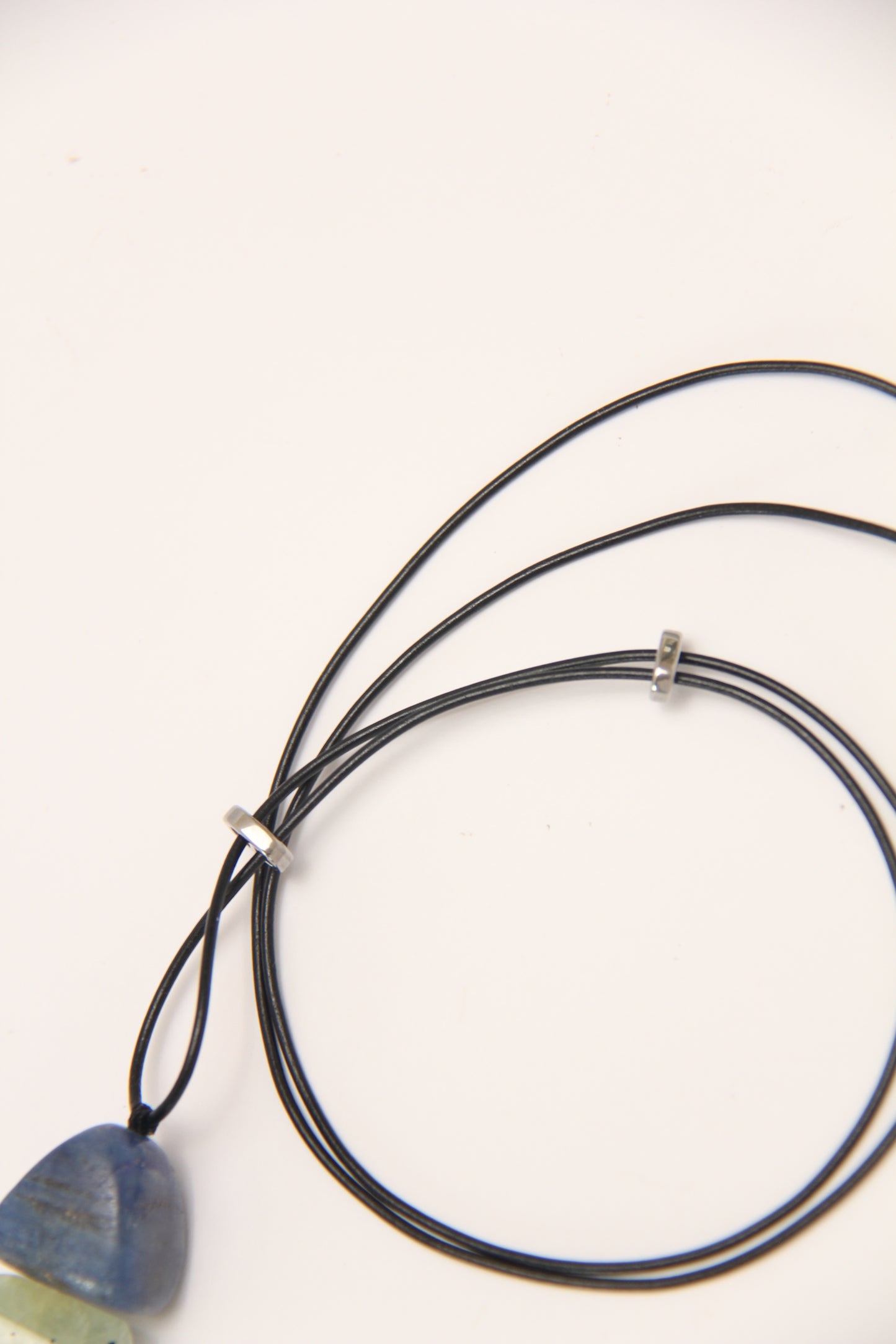 Pendant: kyanite, prehnite, black tourmaline