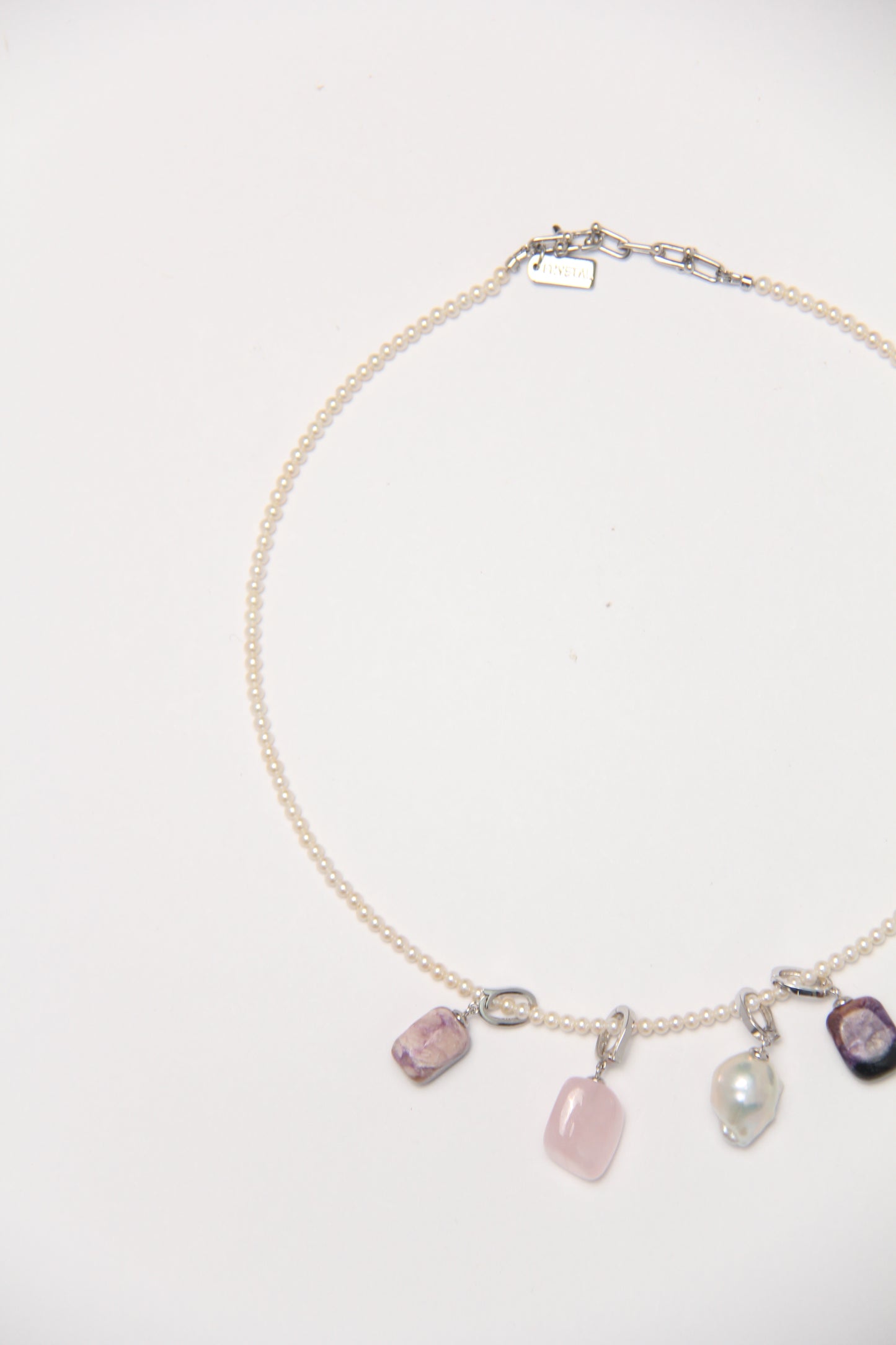 Charms: charoite, morganite, pearls
