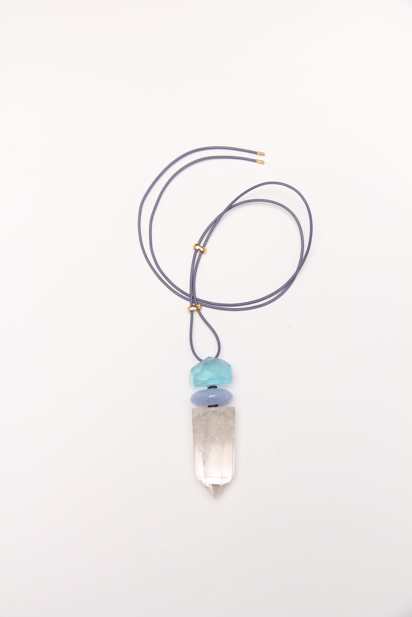 Pendant: aquamarine, blue lace agate, quartz