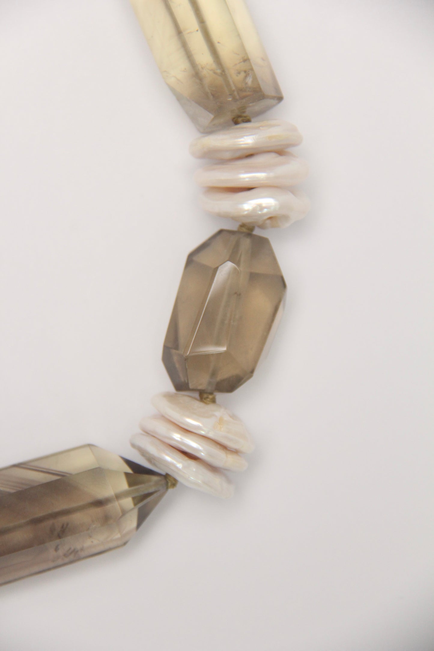 Necklace: citrine, pealrs