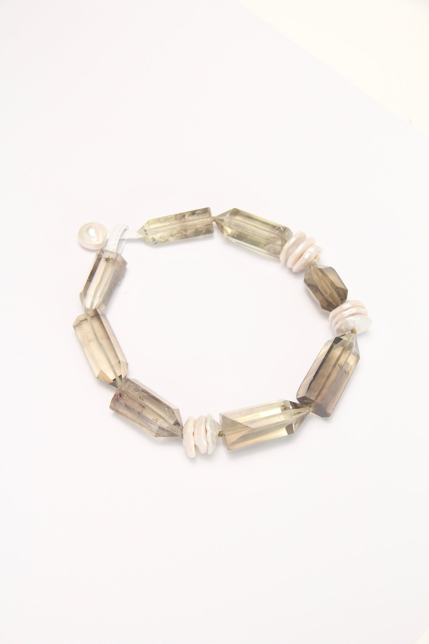 Necklace: citrine, pealrs