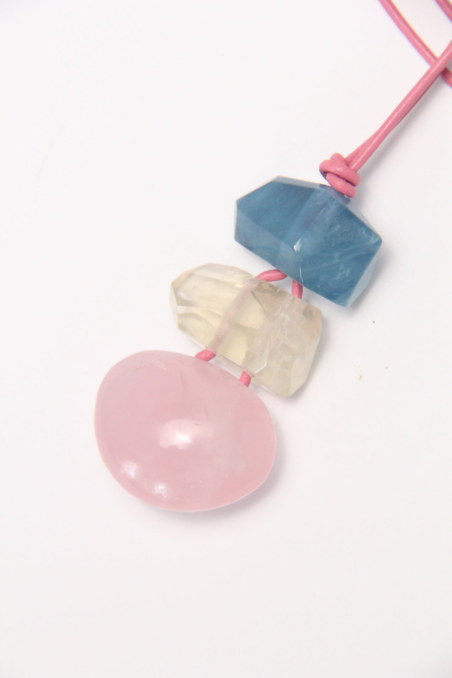 Pendant: aquamarine, citrine, rose quartz