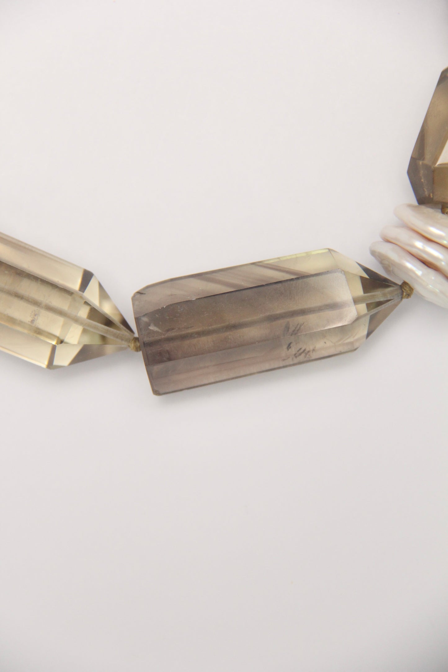 Necklace: citrine, pealrs