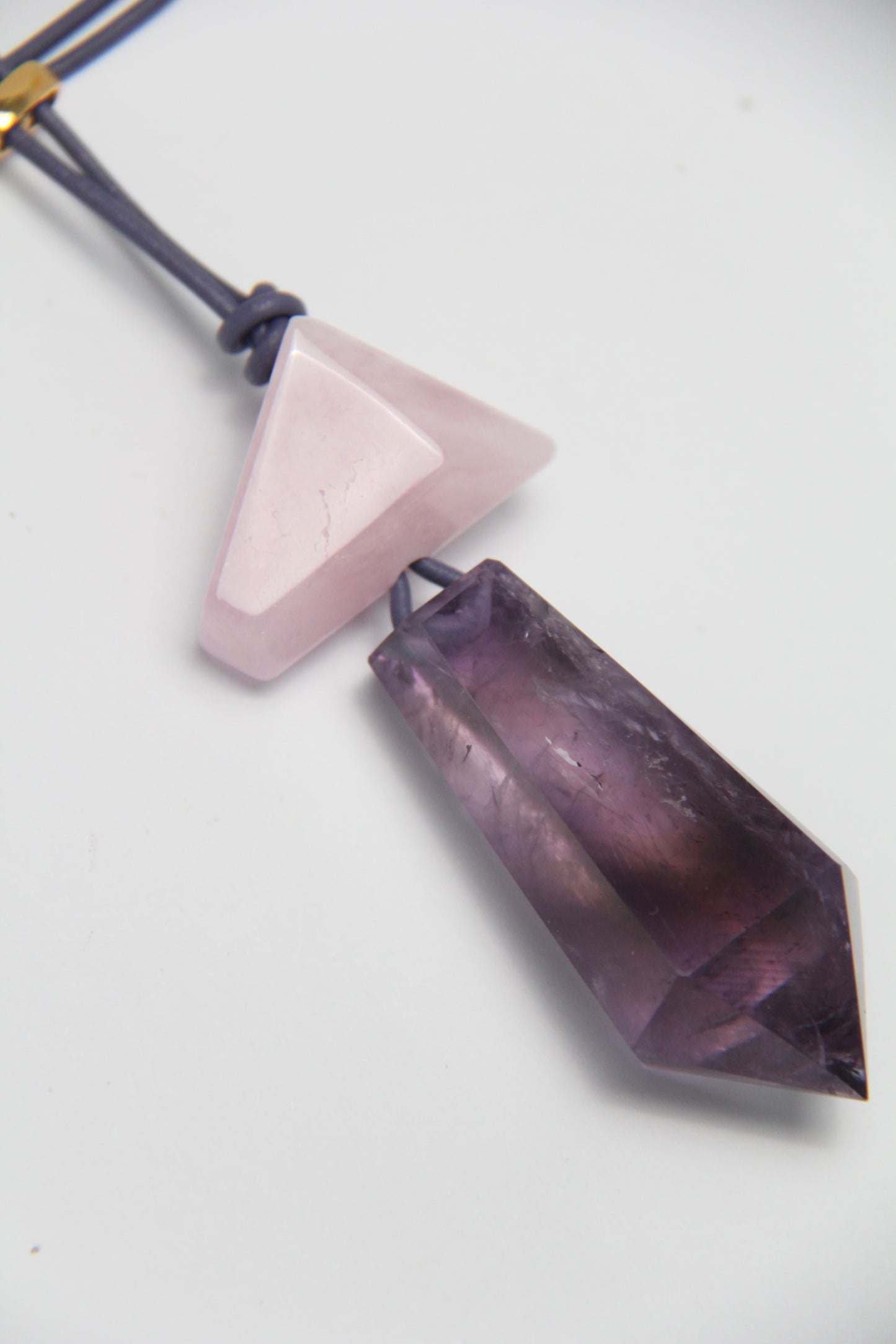 Pendant: morganite, amethyst