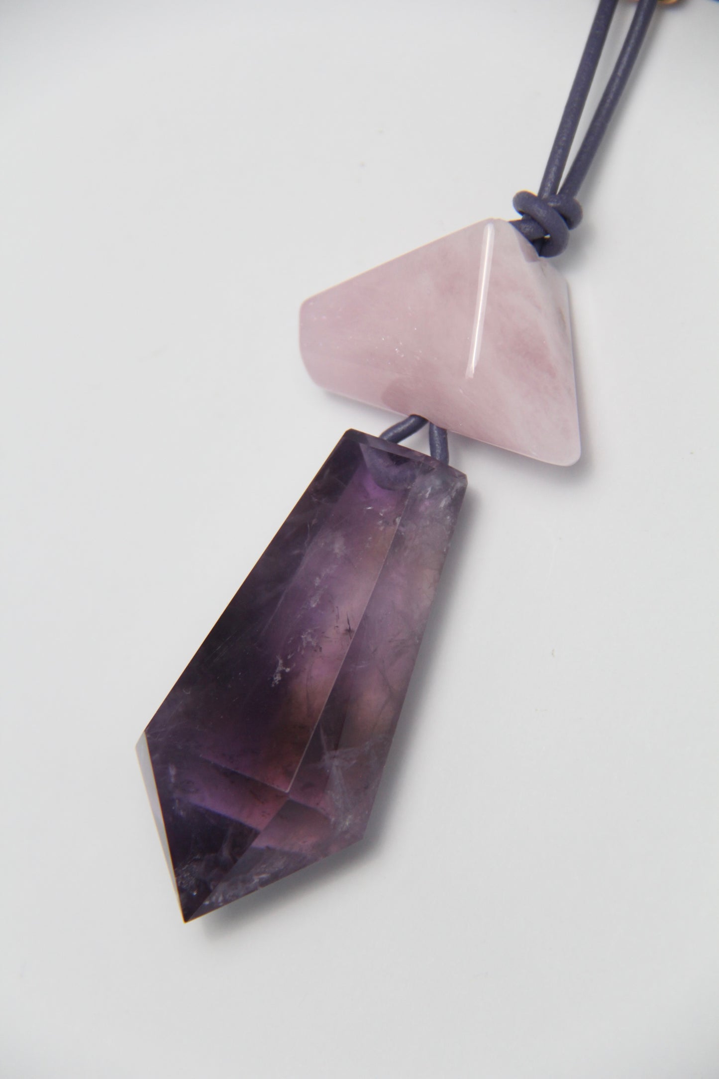Pendant: morganite, amethyst
