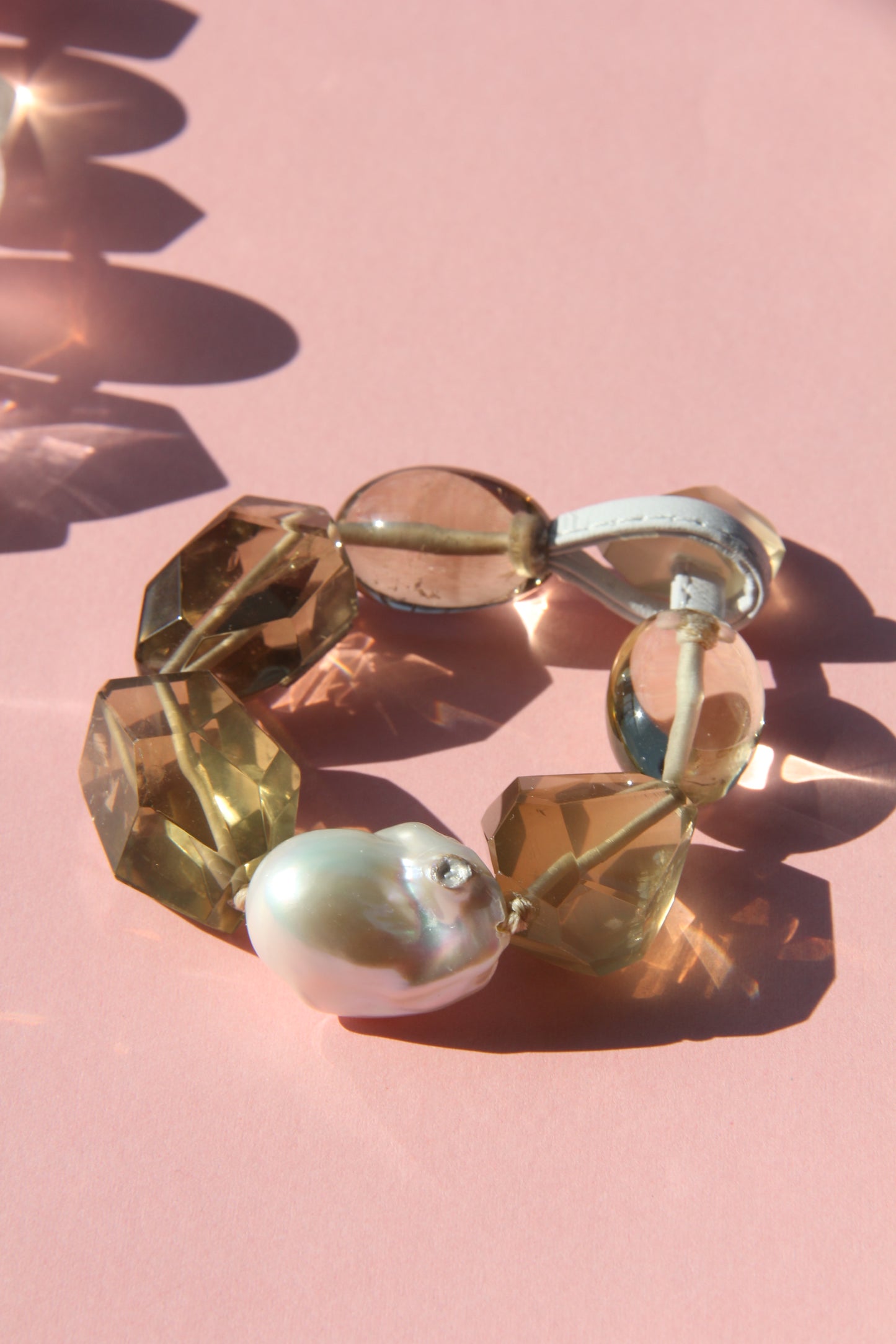 Bracelet: citrine, pearls