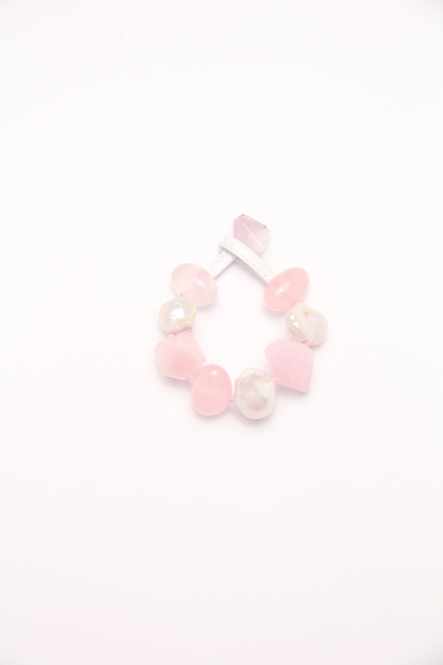 Bracelet: rose quartz, morganite, pearls