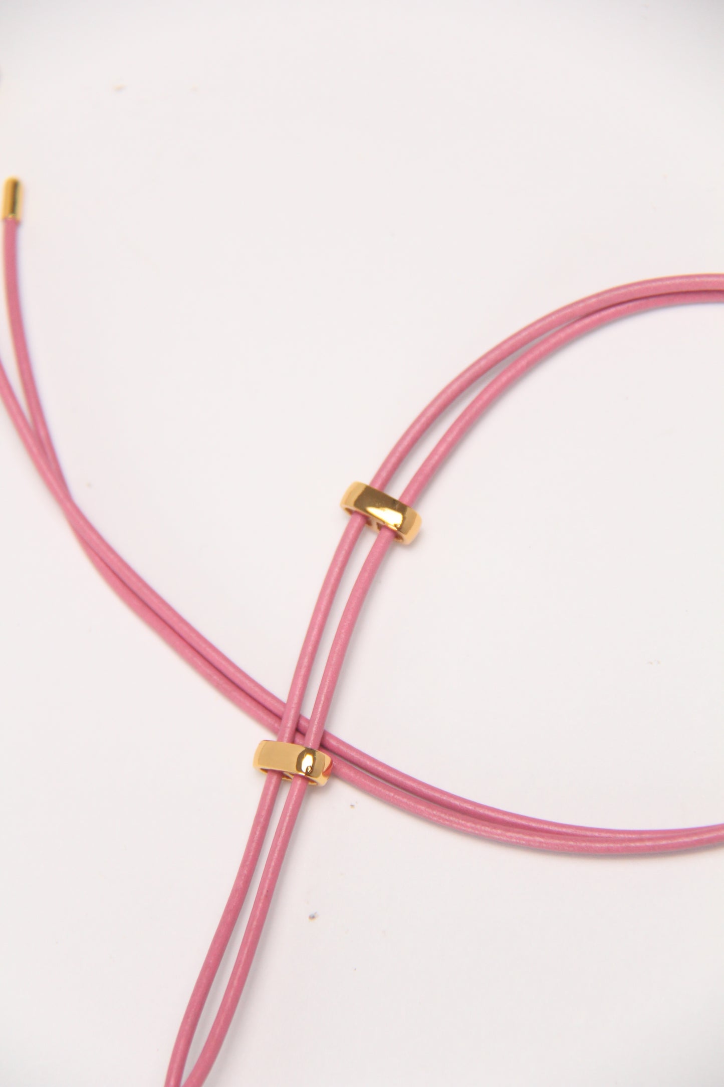 Pendant: morganite, pearl, quartz, leather