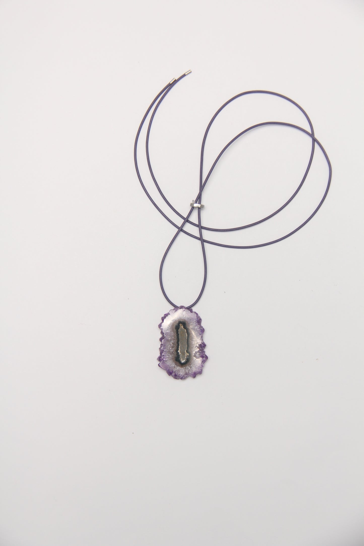 Pendant: Amethyst Stalactite Flower Flat Slice