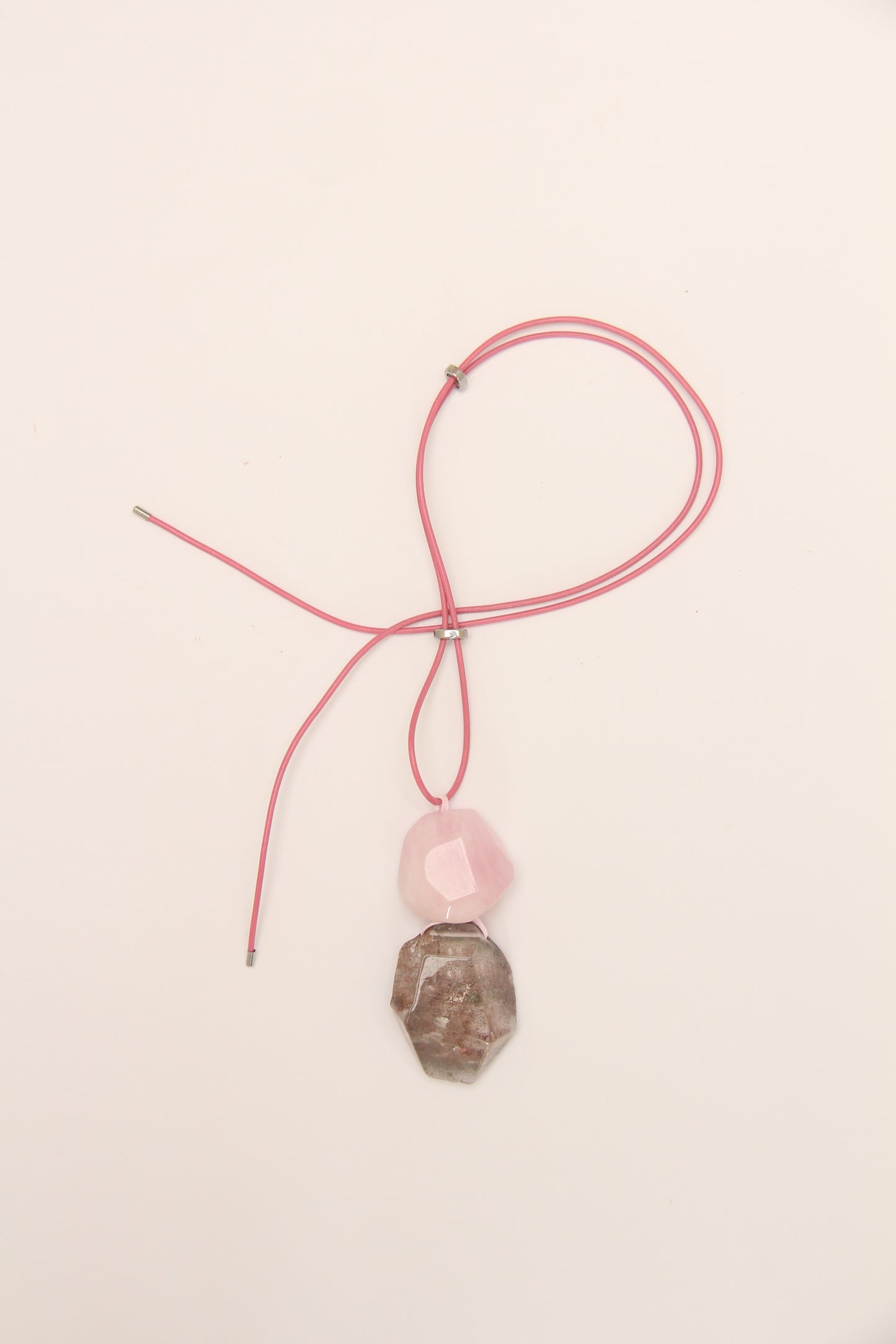 Pendant: morganite, phantom quartz