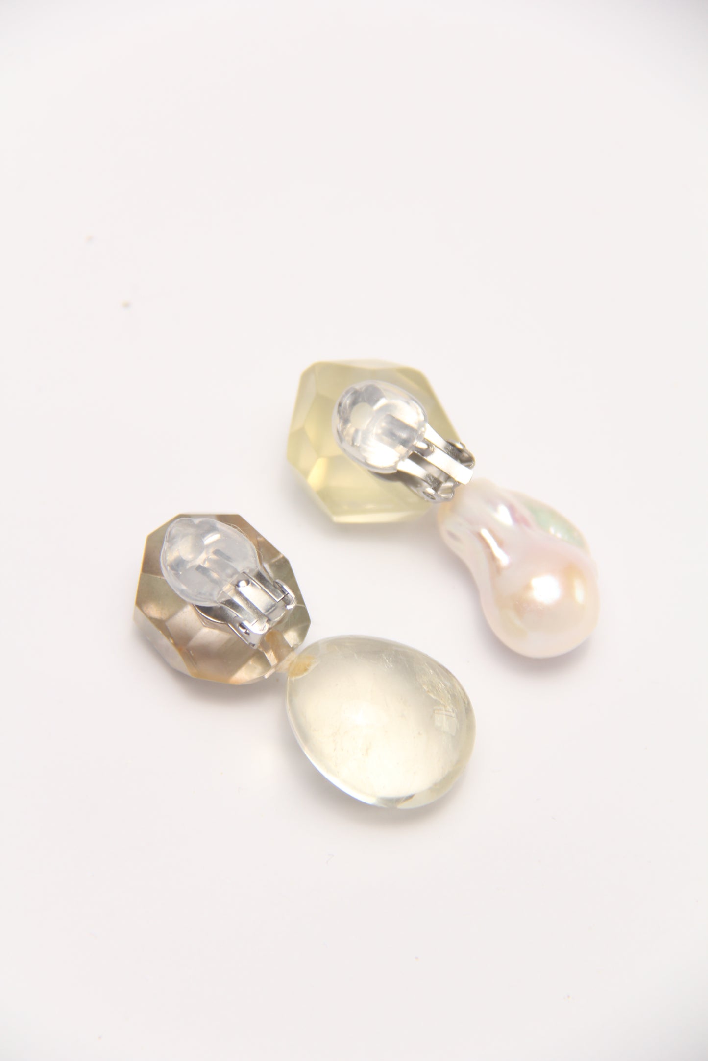 Earrings: citrine, pearls