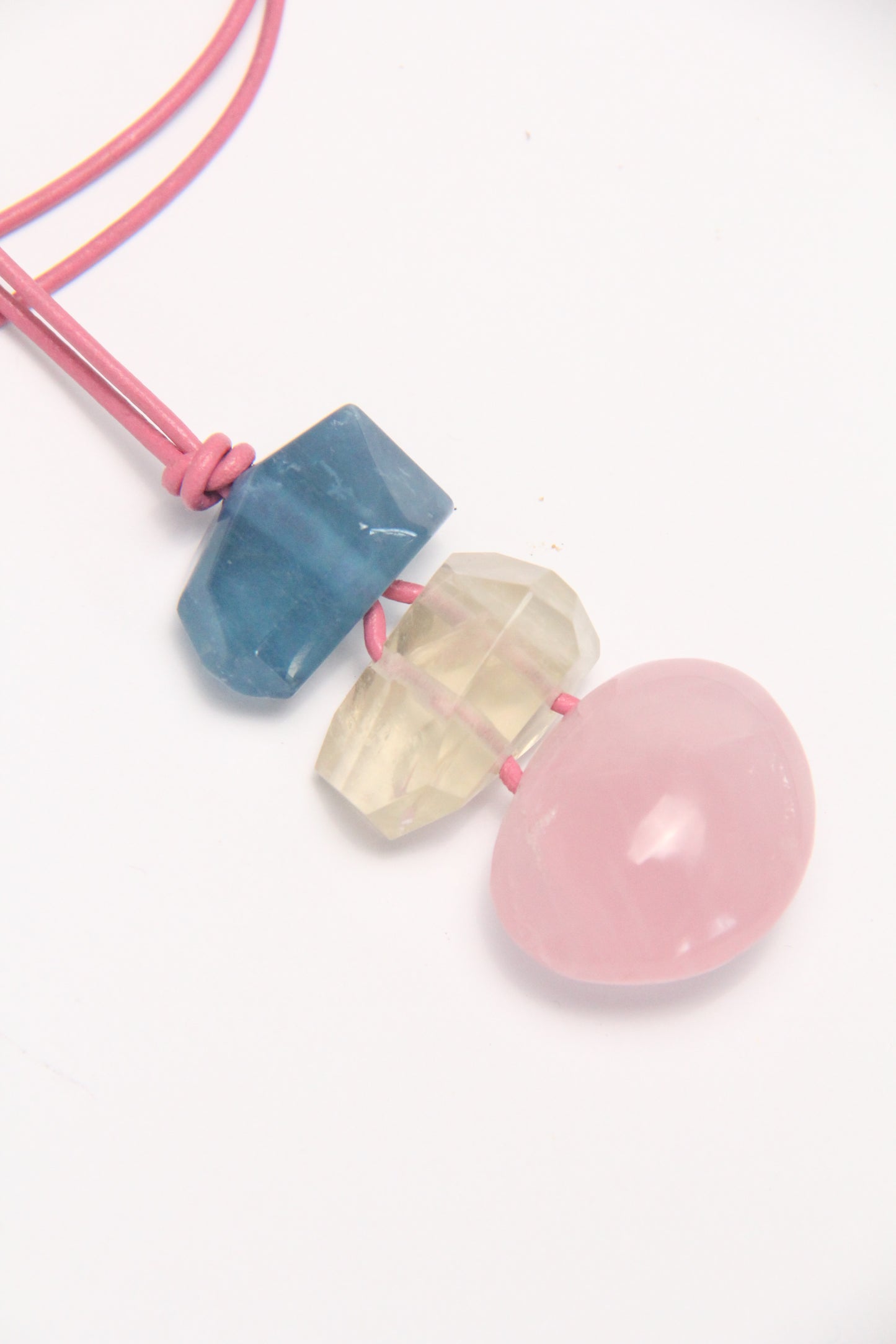 Pendant: aquamarine, citrine, rose quartz
