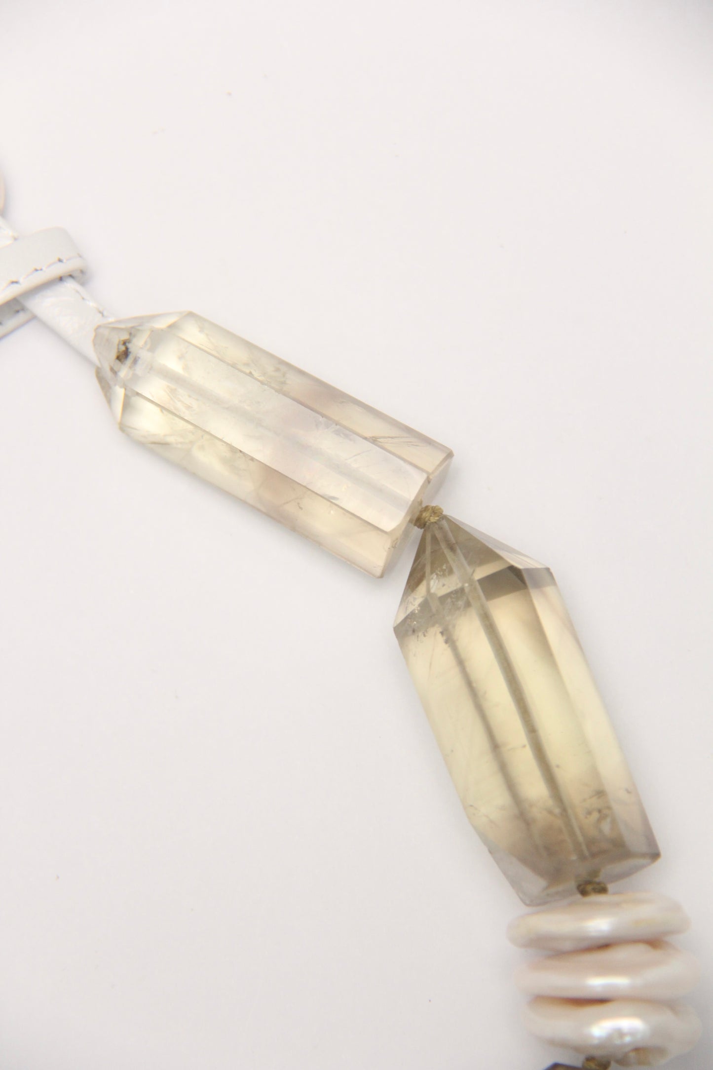 Necklace: citrine, pealrs