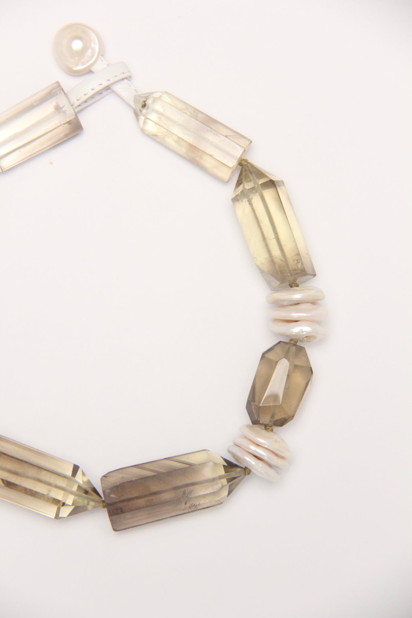 Necklace: citrine, pealrs
