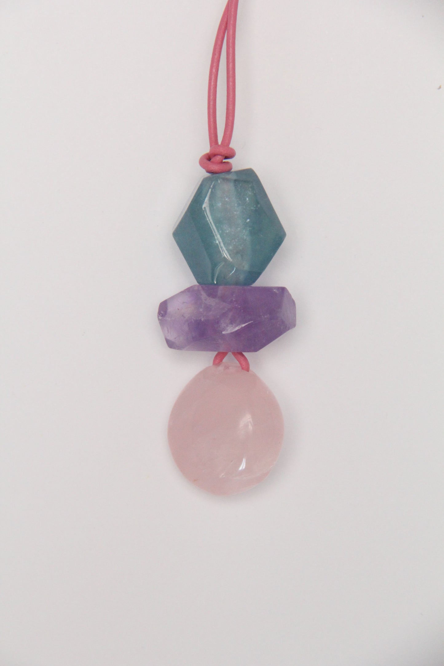 Pendant: aquamarine, amethyst, rose quartz